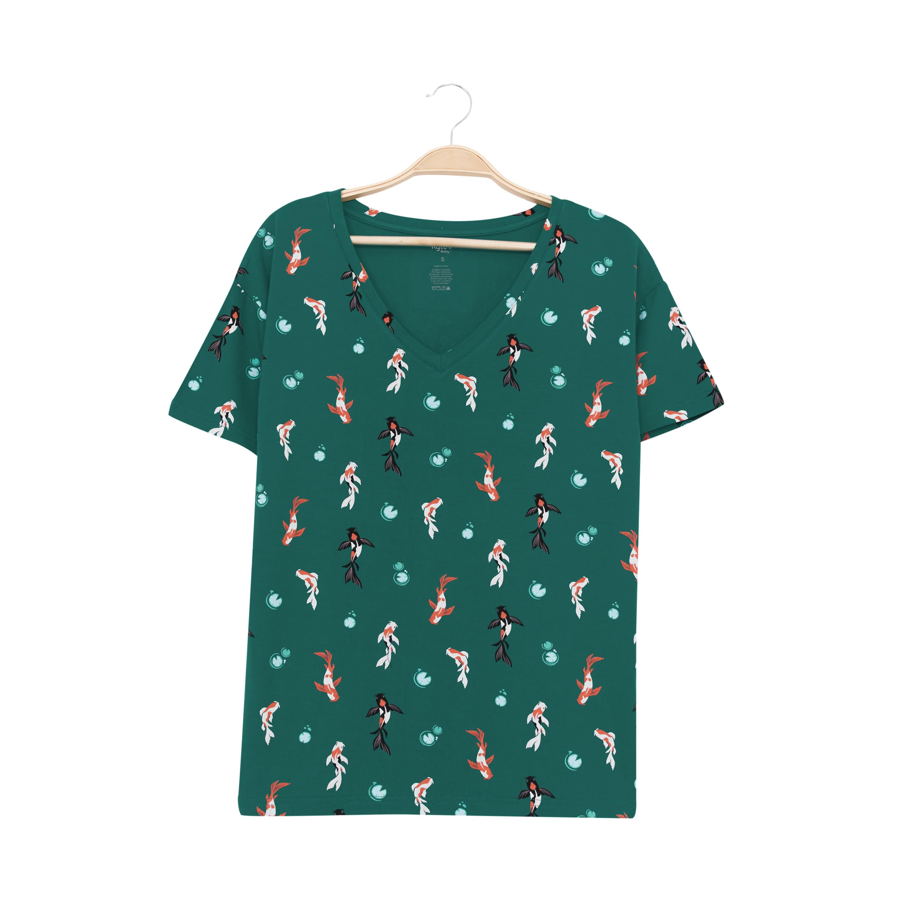 Kyte Baby Women's V-Neck Women’s Relaxed Fit V-Neck in Koi