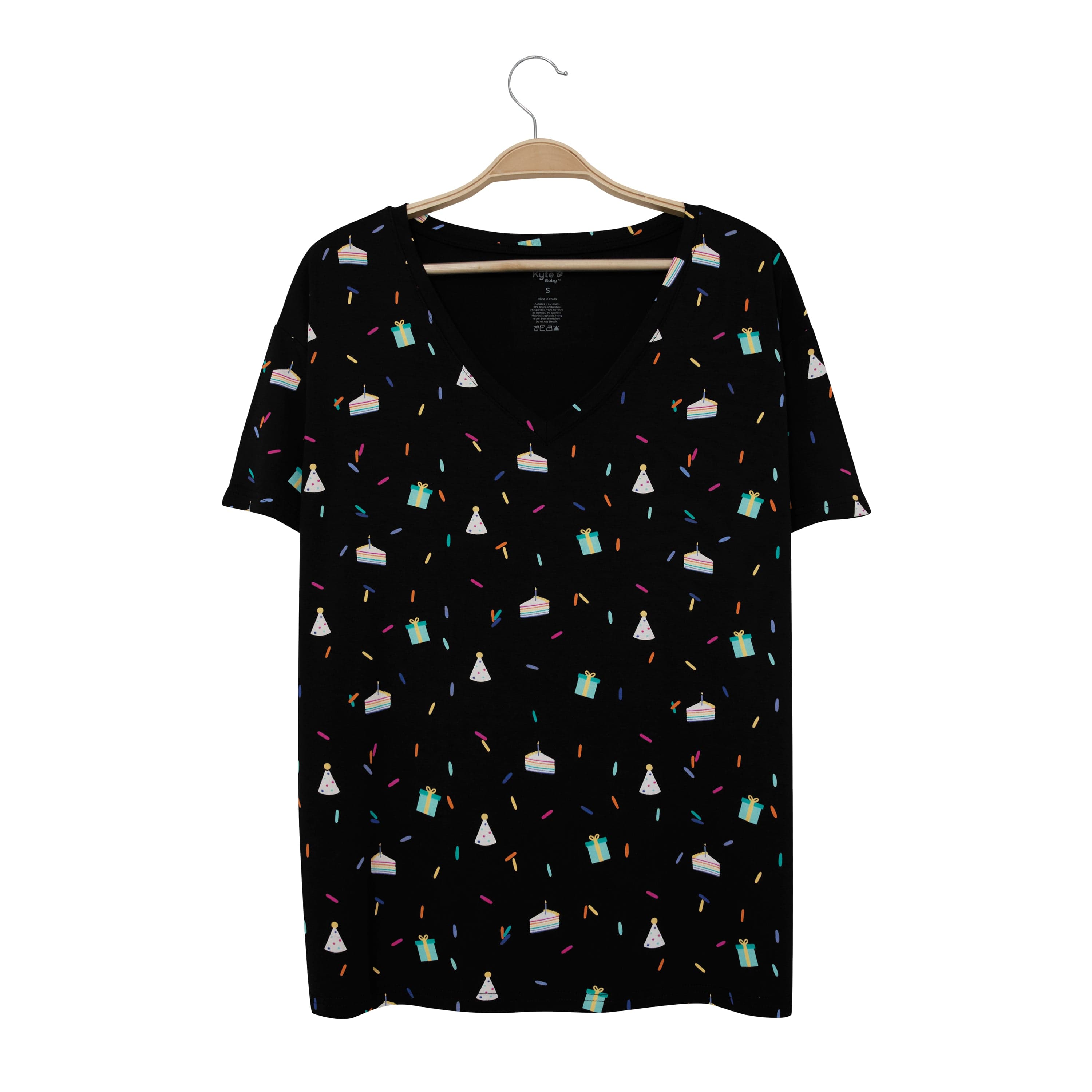 Kyte Baby Women's V-Neck Women’s Relaxed Fit V-Neck in Midnight Party