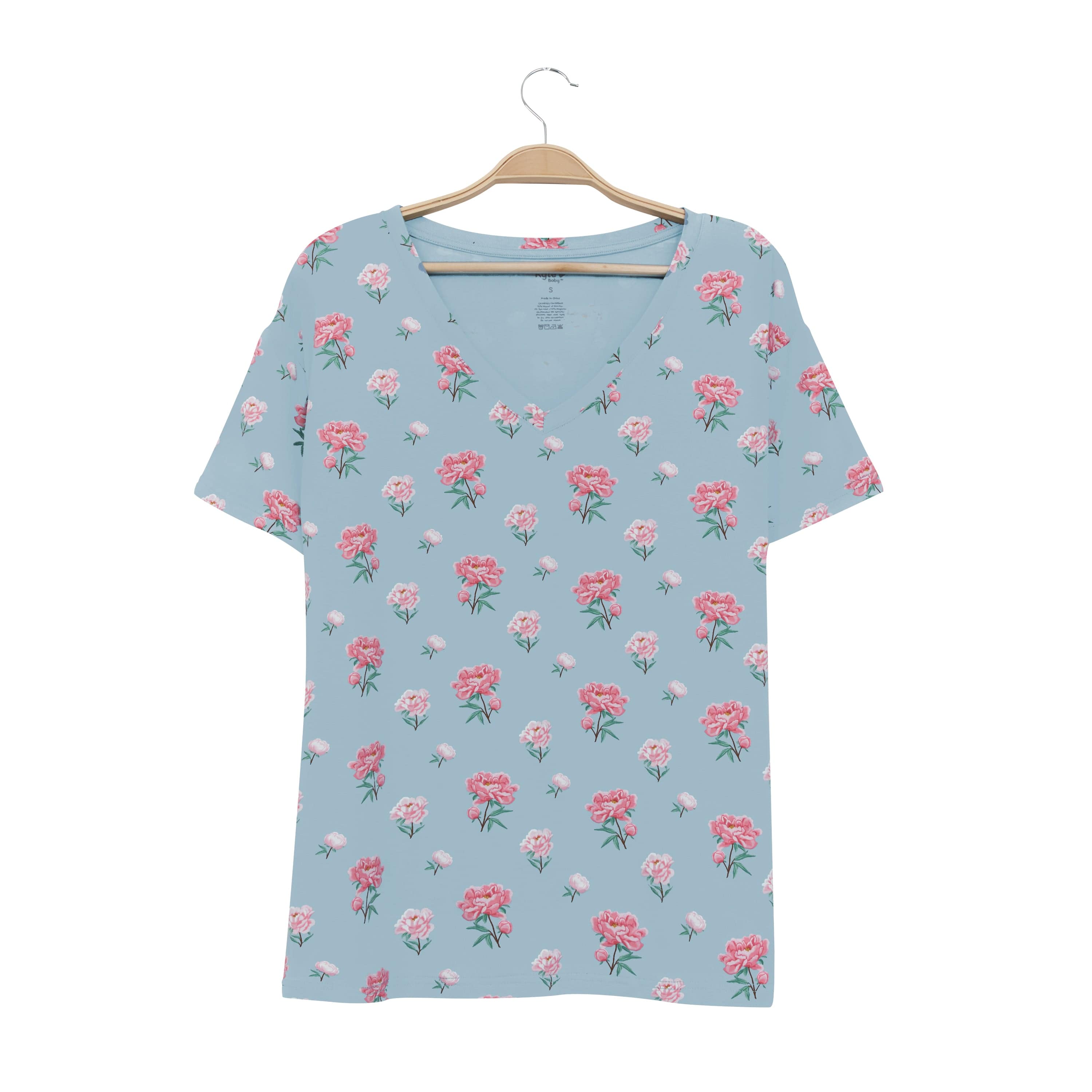 Kyte Baby Women's V-Neck Women’s Relaxed Fit V-Neck in Peony
