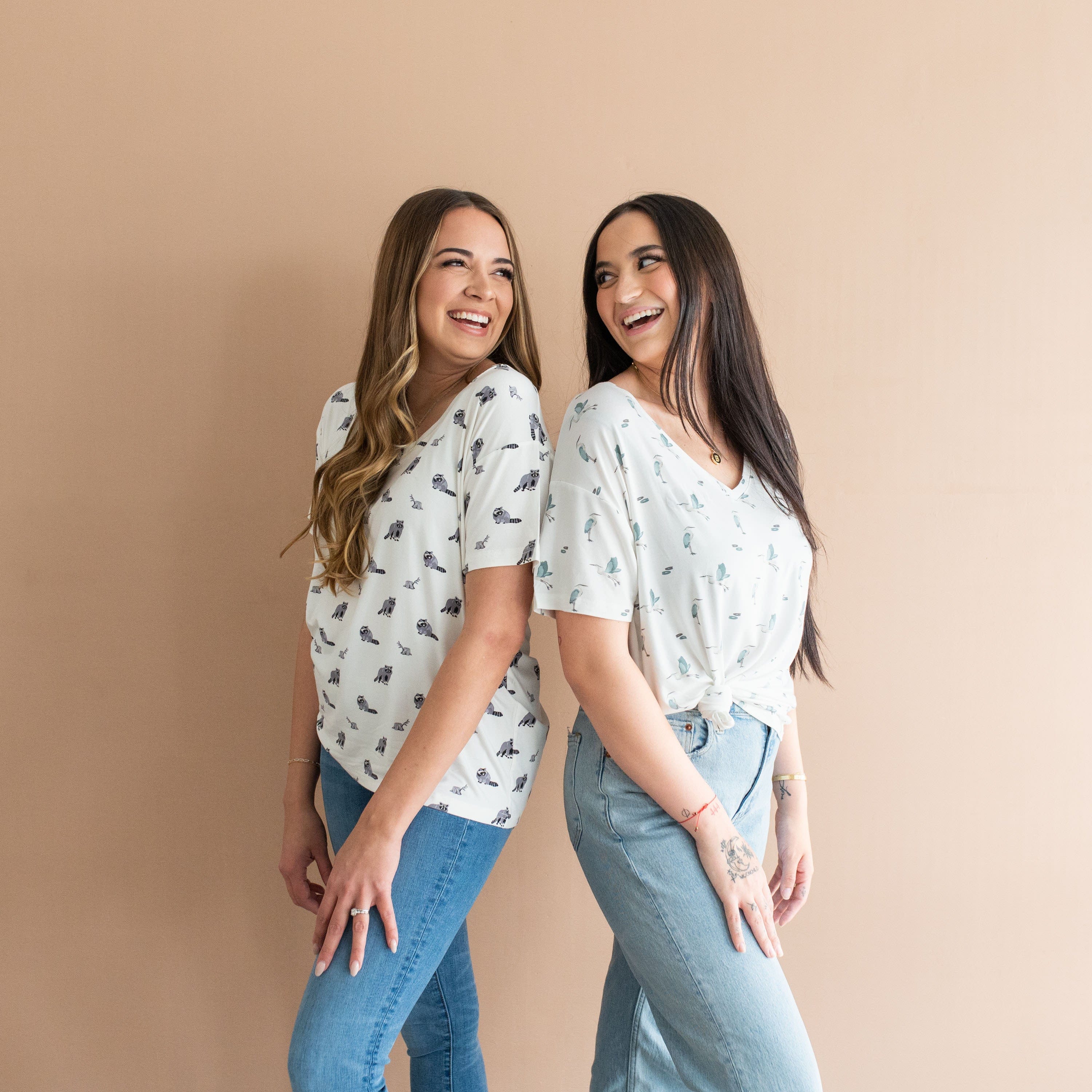 Kyte Baby Women's V-Neck Women’s Relaxed Fit V-Neck in Raccoon