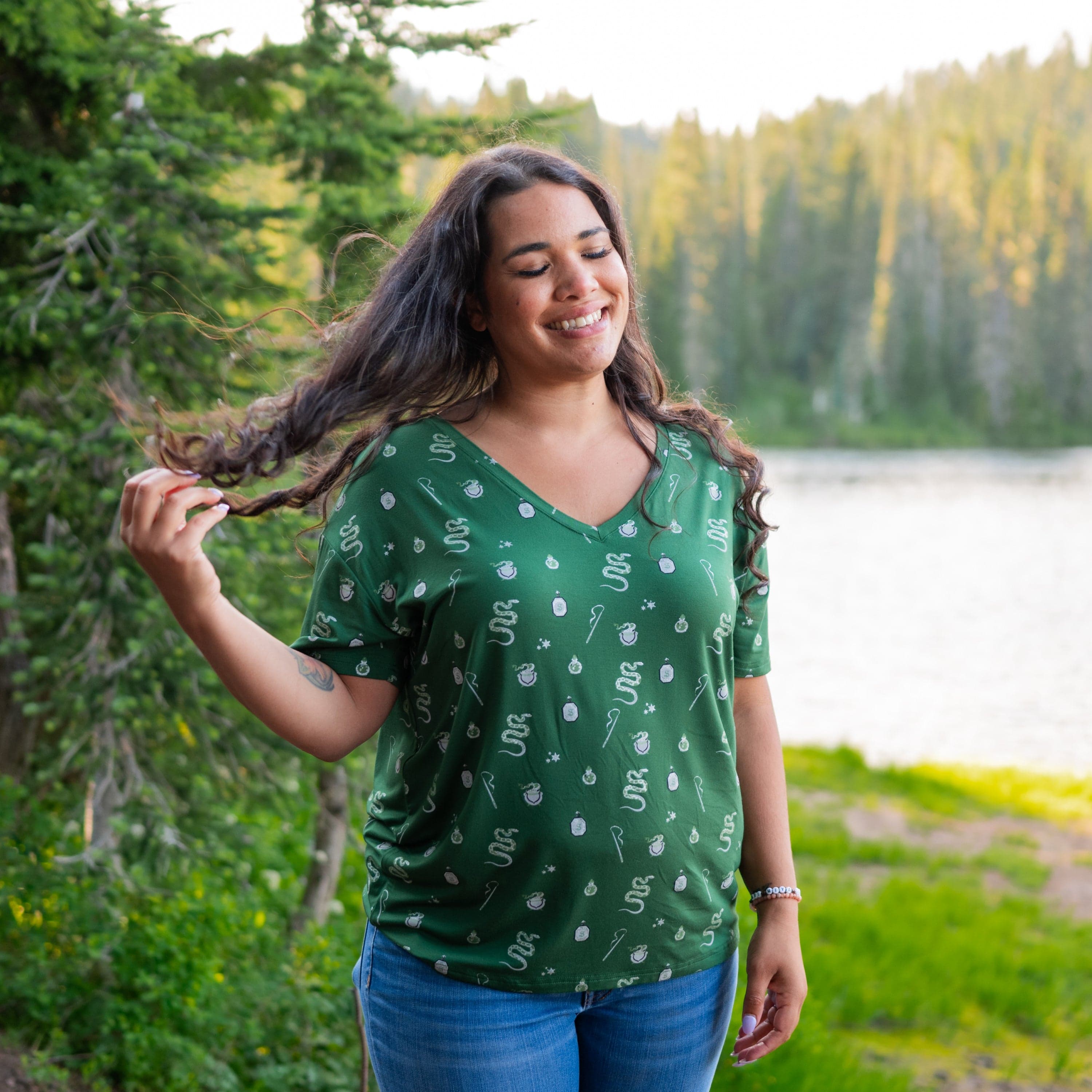 Kyte Baby Women's V-Neck Women’s Relaxed Fit V-Neck in Slytherin™