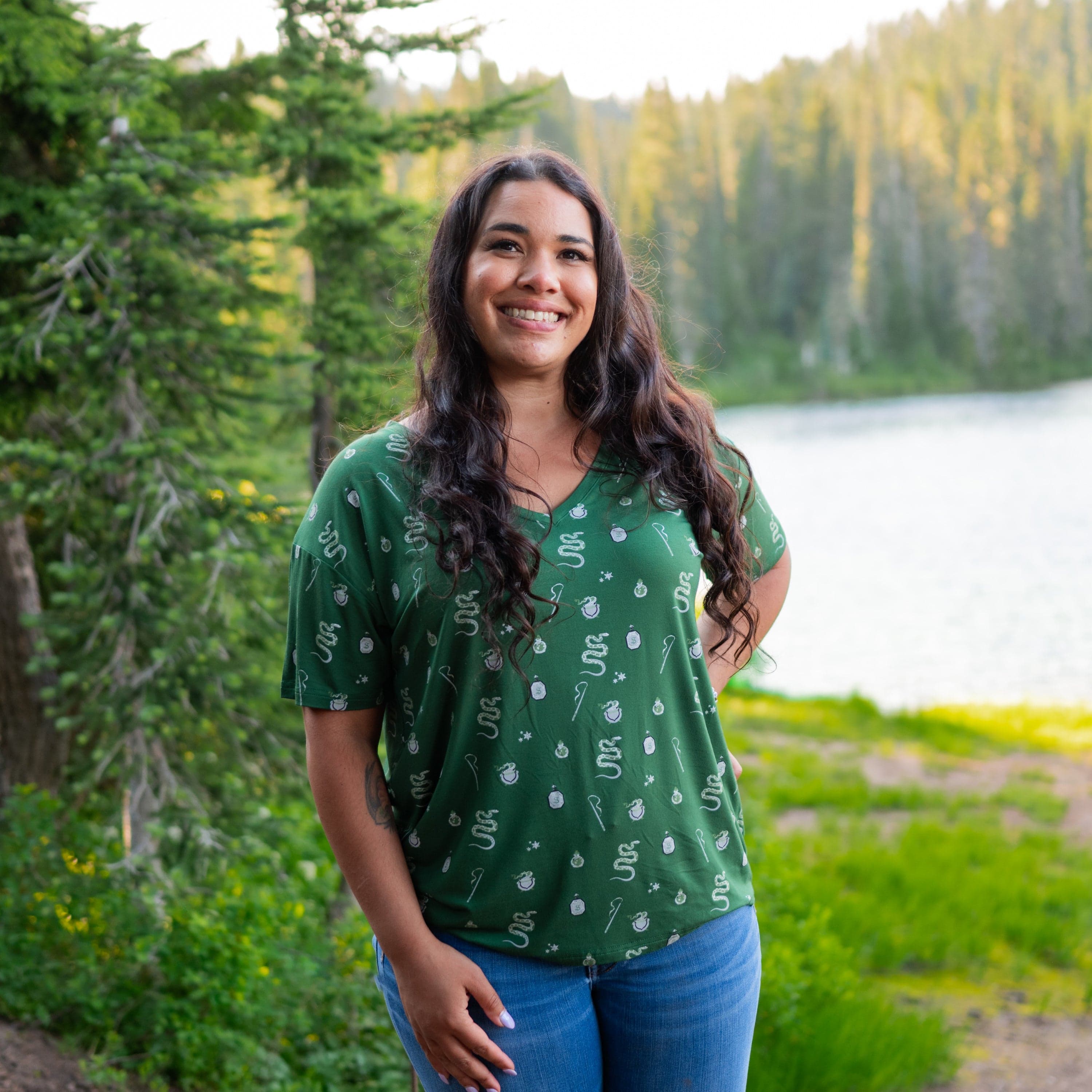 Kyte Baby Women's V-Neck Women’s Relaxed Fit V-Neck in Slytherin™