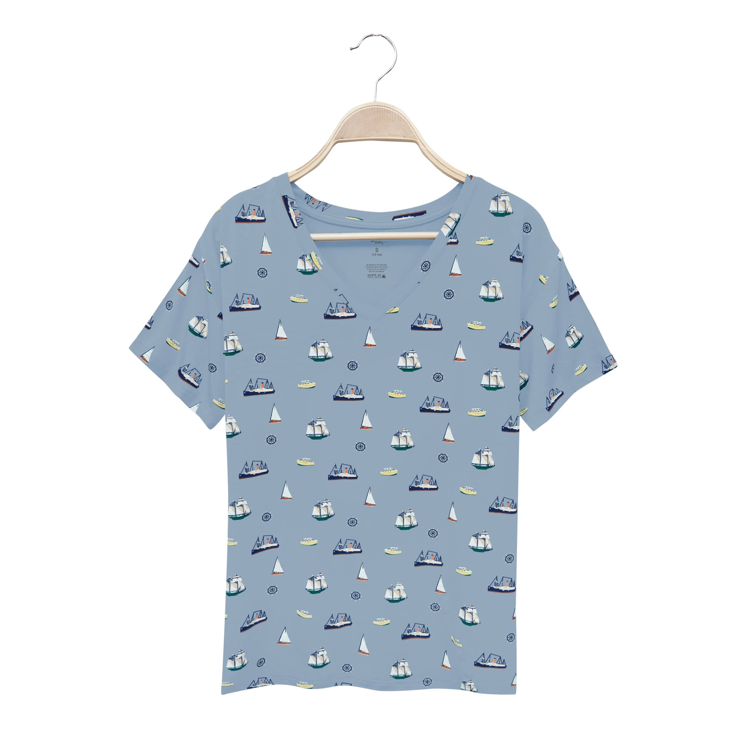 Kyte Baby Women's V-Neck Women's Relaxed Fit V-Neck in Vintage Boats