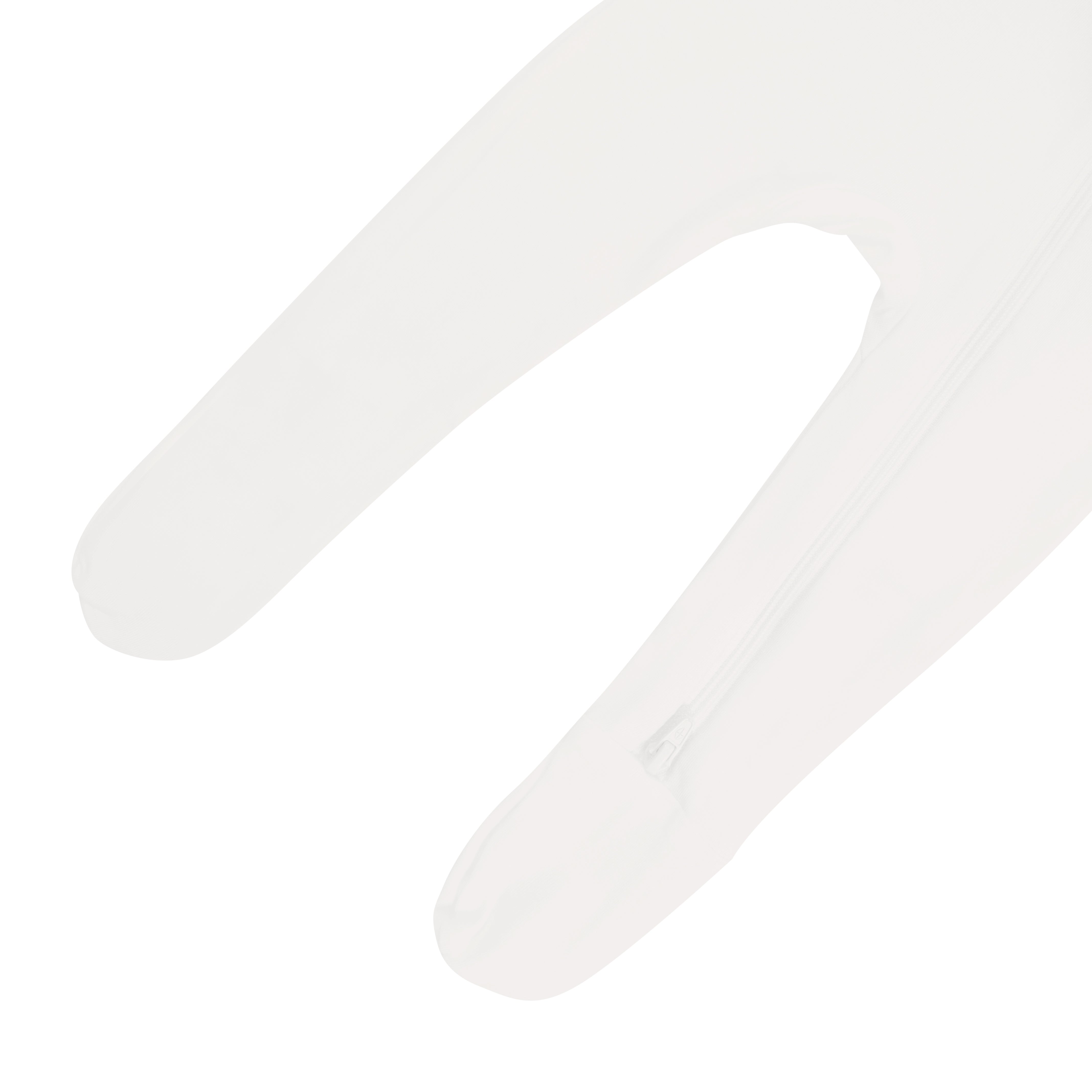 Close up of legs and dual zipper on Kyte Baby Zippered Footie in Cloud