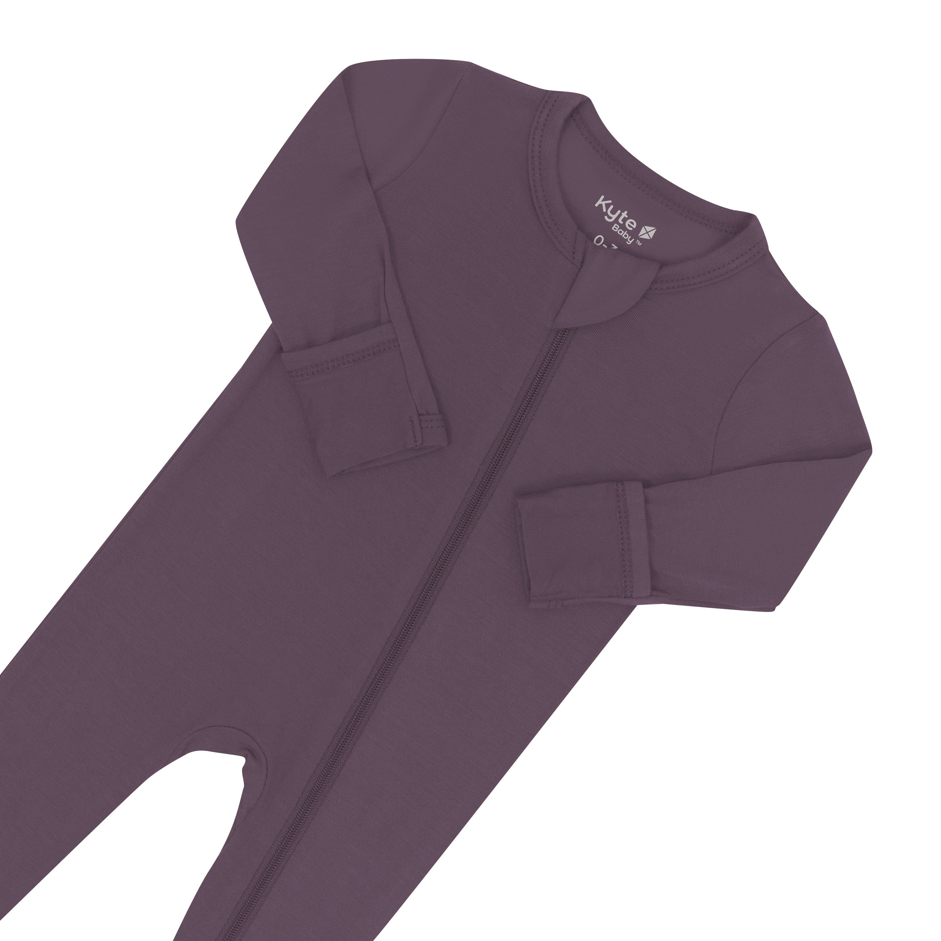 Zipper garage and fold over cuffs on the Zippered Footie in Currant