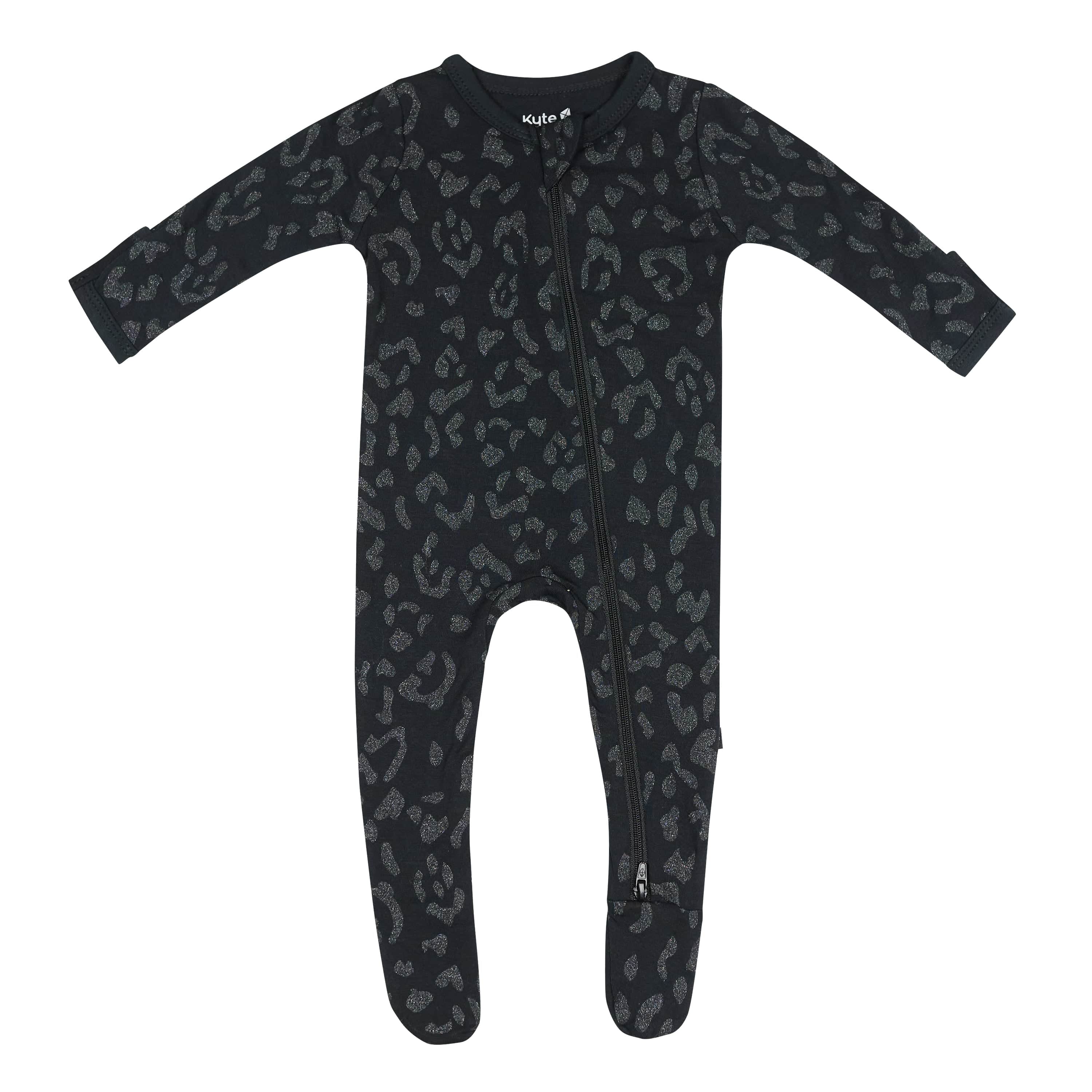 Kyte Baby Zippered Footie in Midnight Leopard