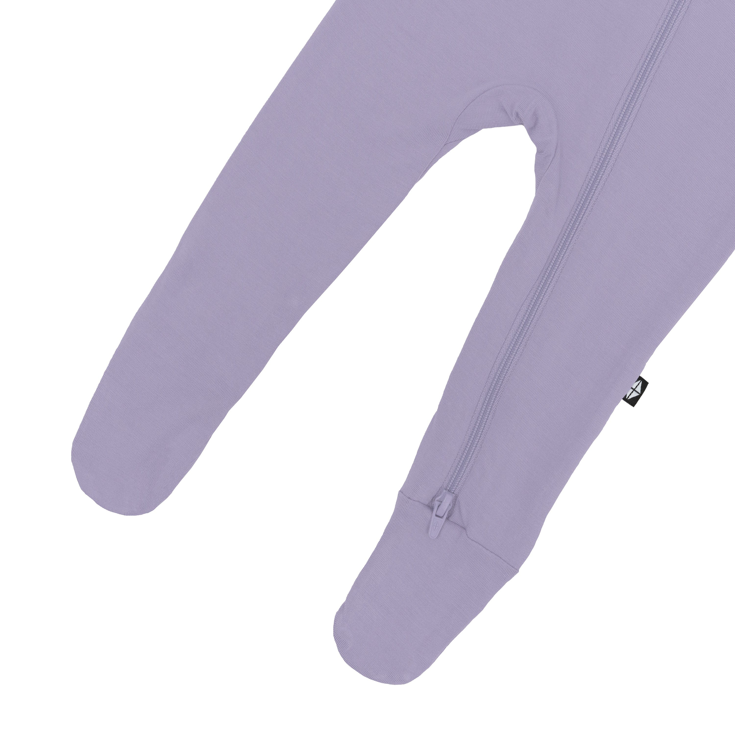 Bottom zipper on the Zippered Footie in Taro