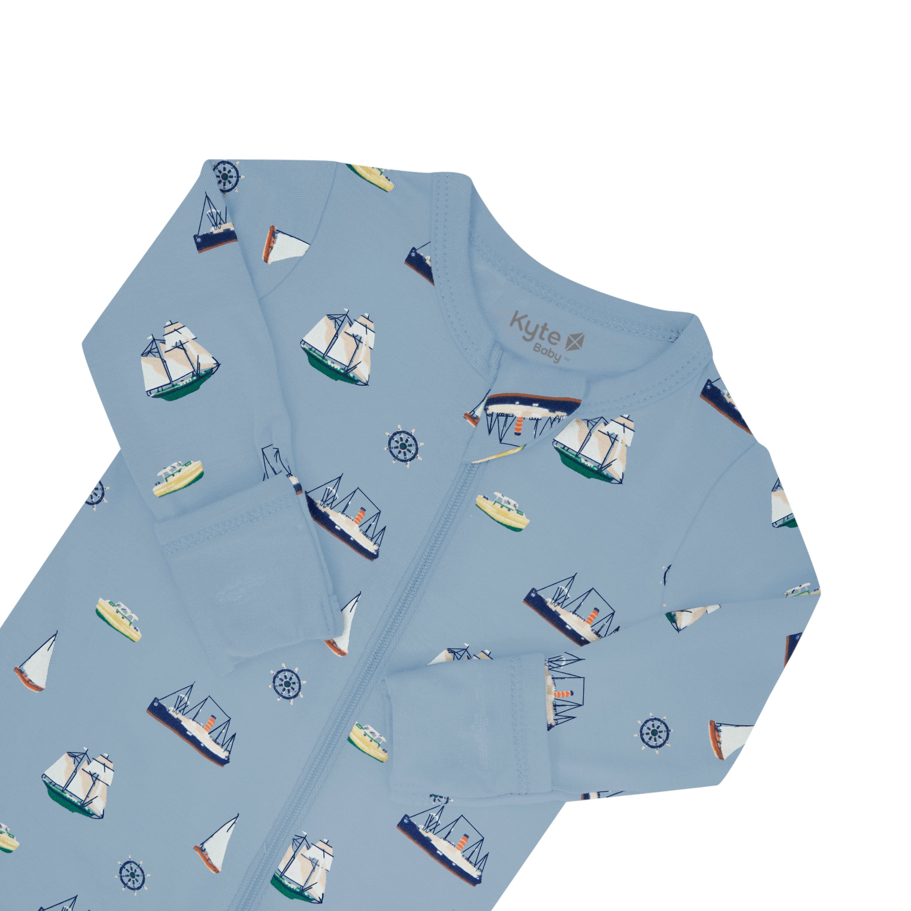 Kyte Baby Zippered Footies Zippered Footie in Vintage Boats