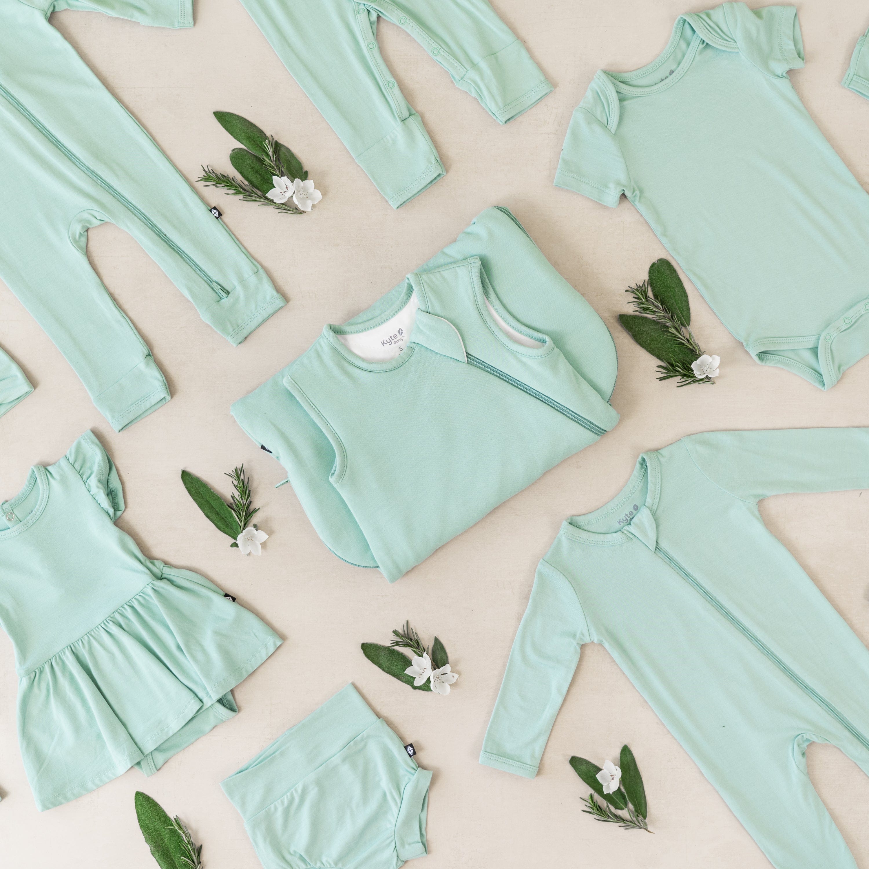 Kyte Baby bamboo sleepwear and clothing in Wasabi