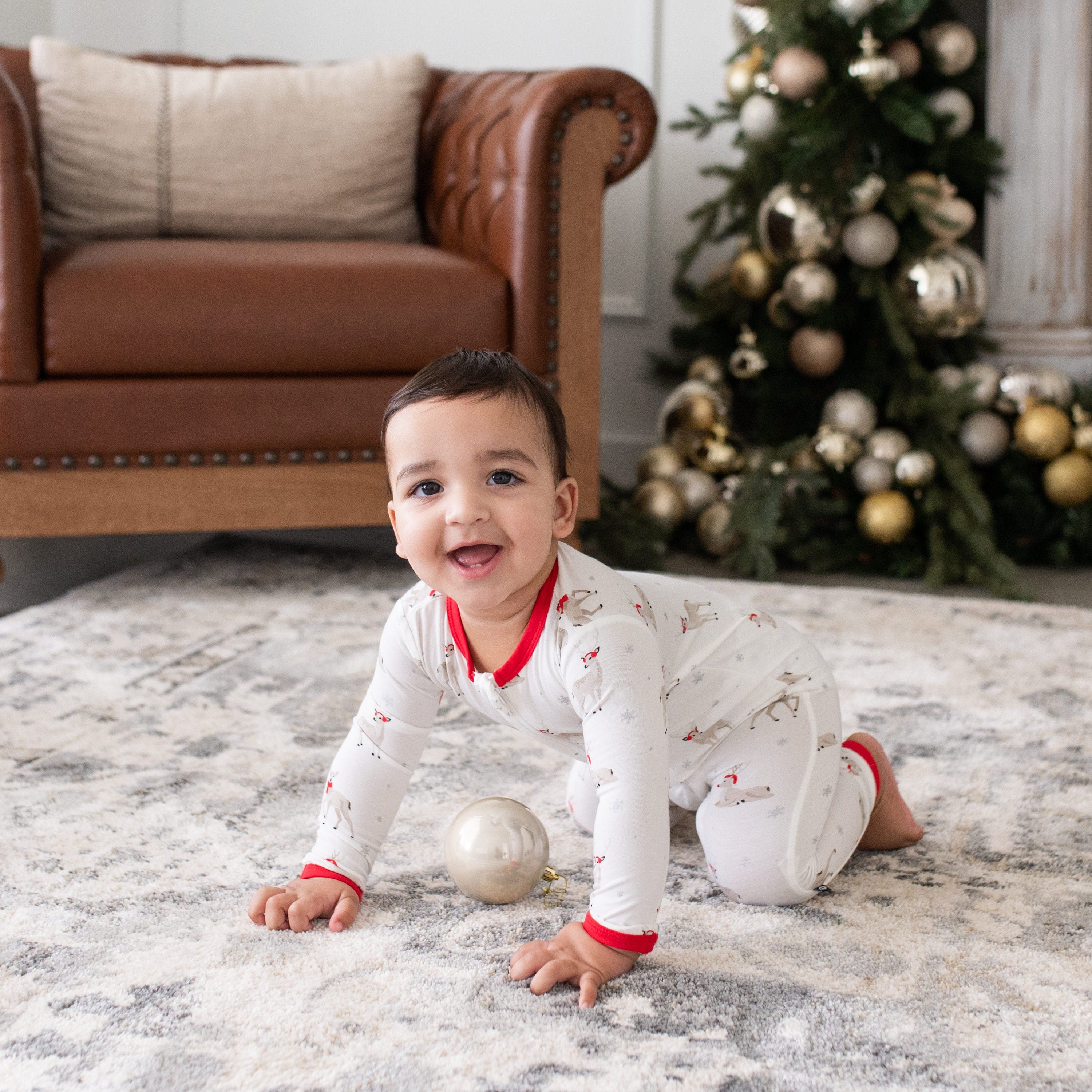 Kyte Baby Zippered Rompers Zippered Romper in Cloud Deer