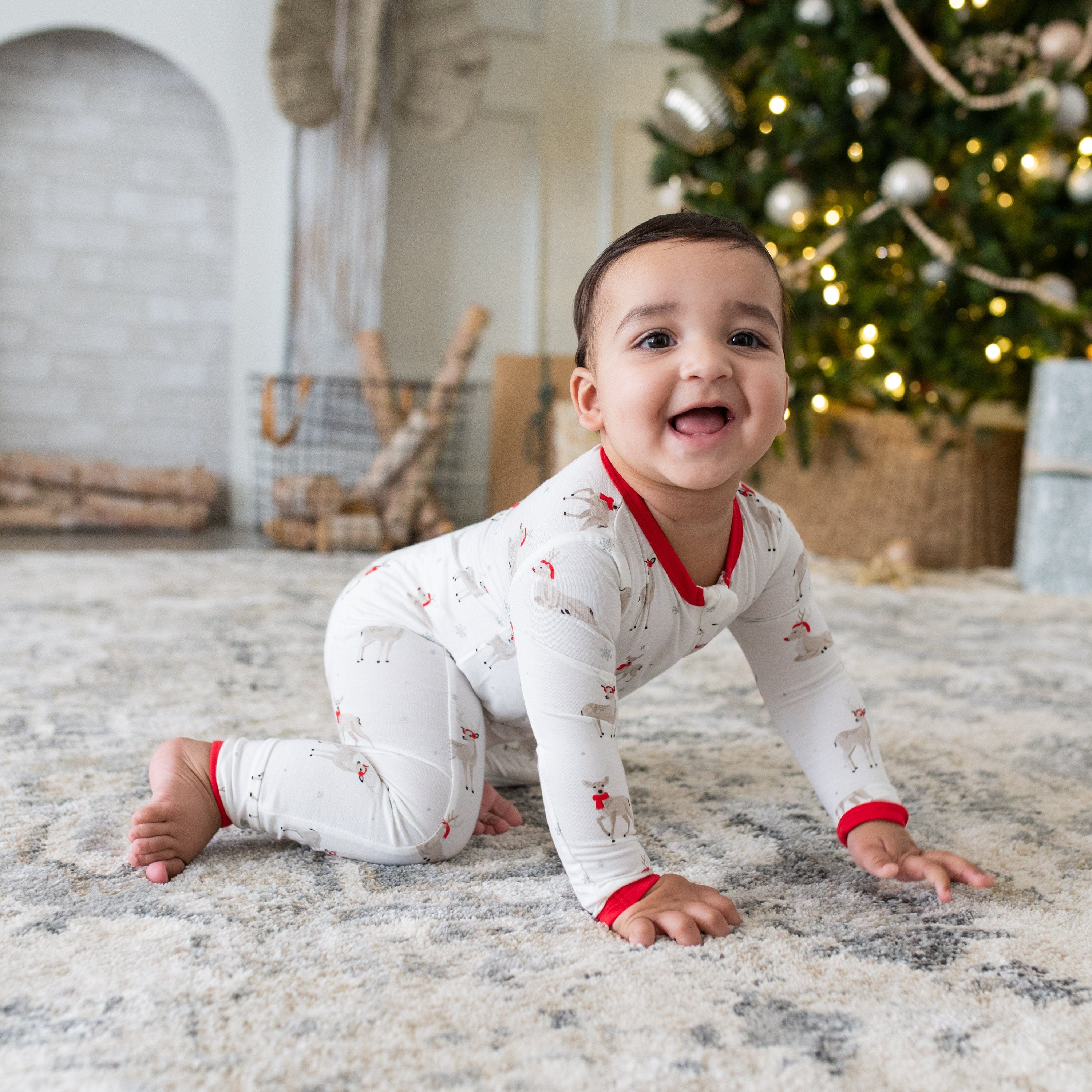 Kyte Baby Zippered Rompers Zippered Romper in Cloud Deer