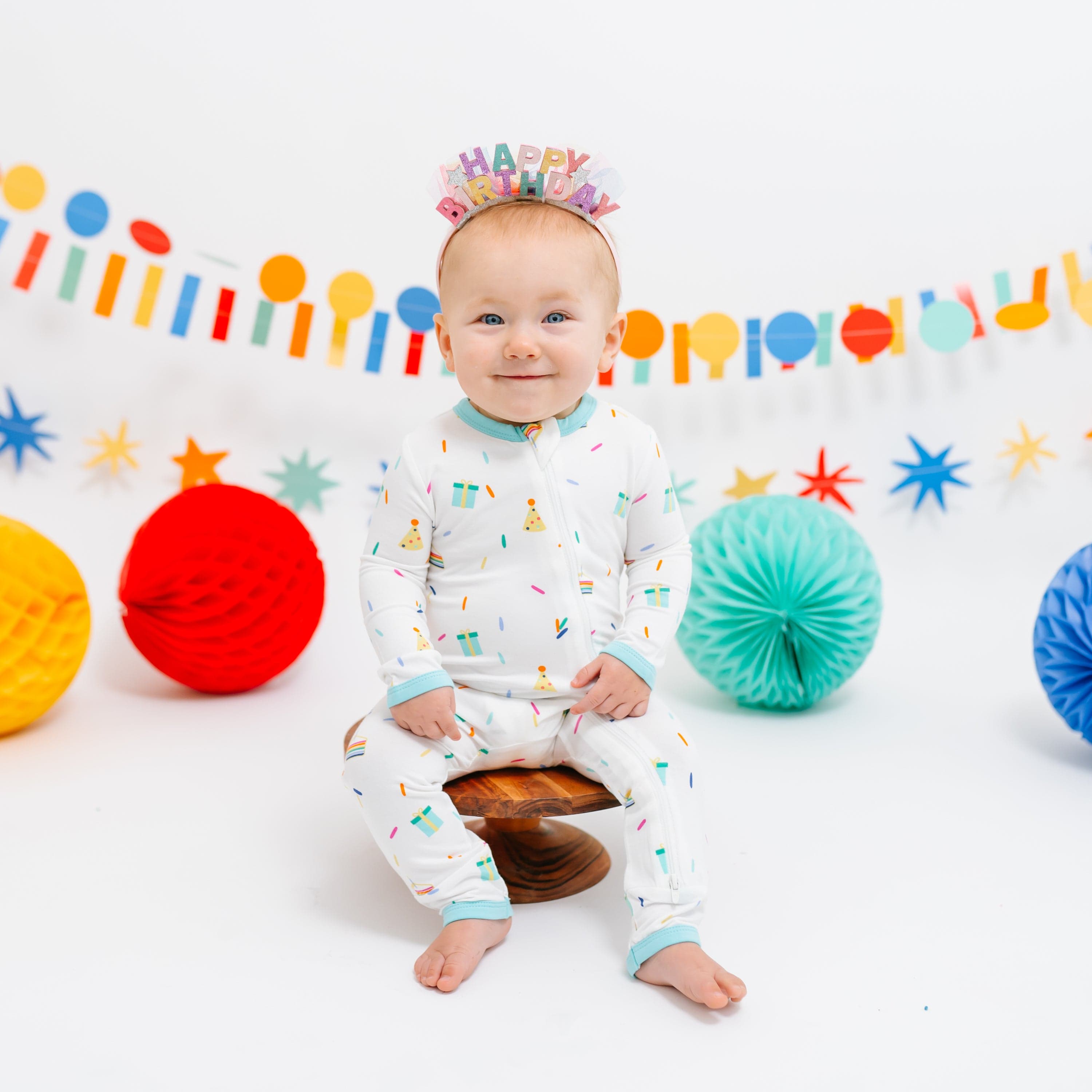 Kyte Baby Zippered Rompers Zippered Romper in Cloud Party