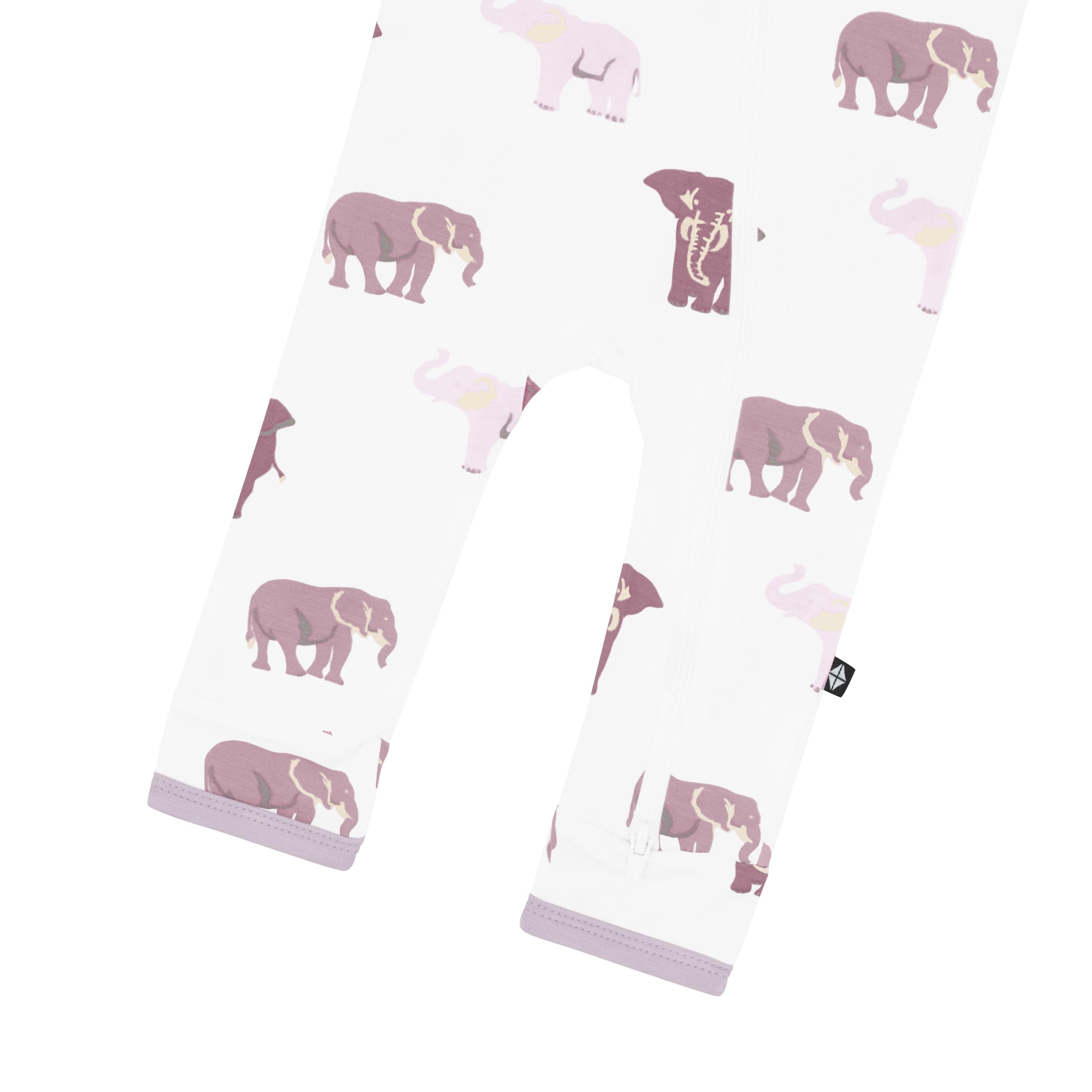 Open feet on Kyte Baby Zippered Romper in Elephant