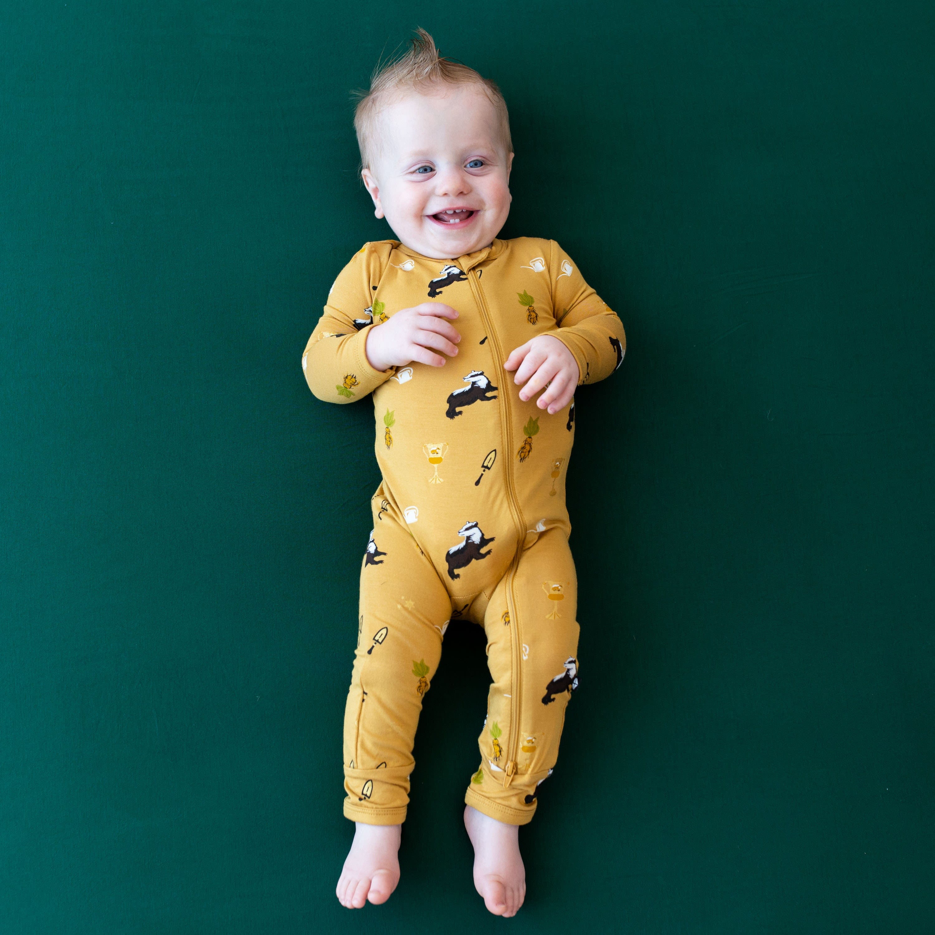 Kyte BABY Zippered Rompers Zippered Romper in Hufflepuff™
