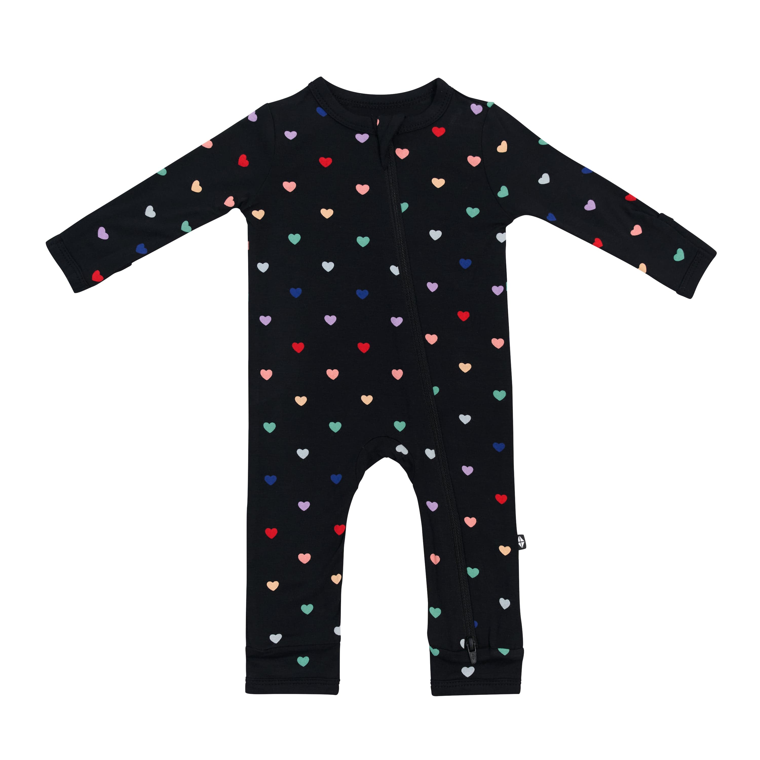 Kyte Baby Zippered Romper in Midnight Rainbow Heart