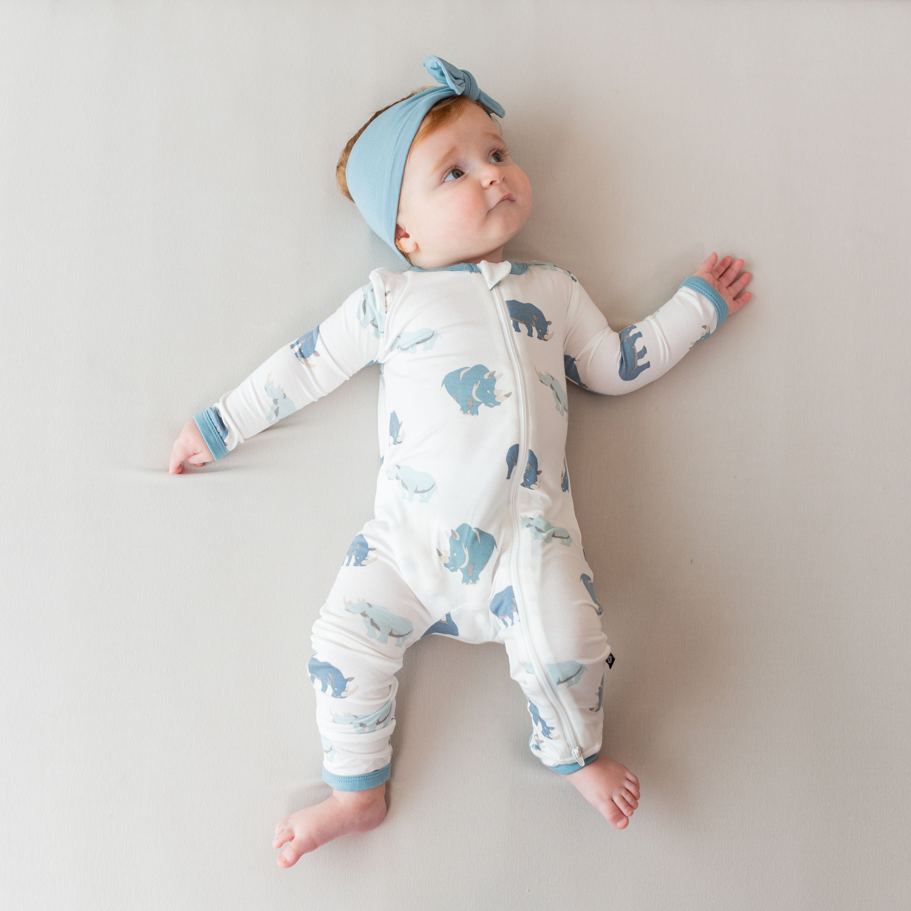 Kyte Baby Zippered Rompers Zippered Romper in Rhino