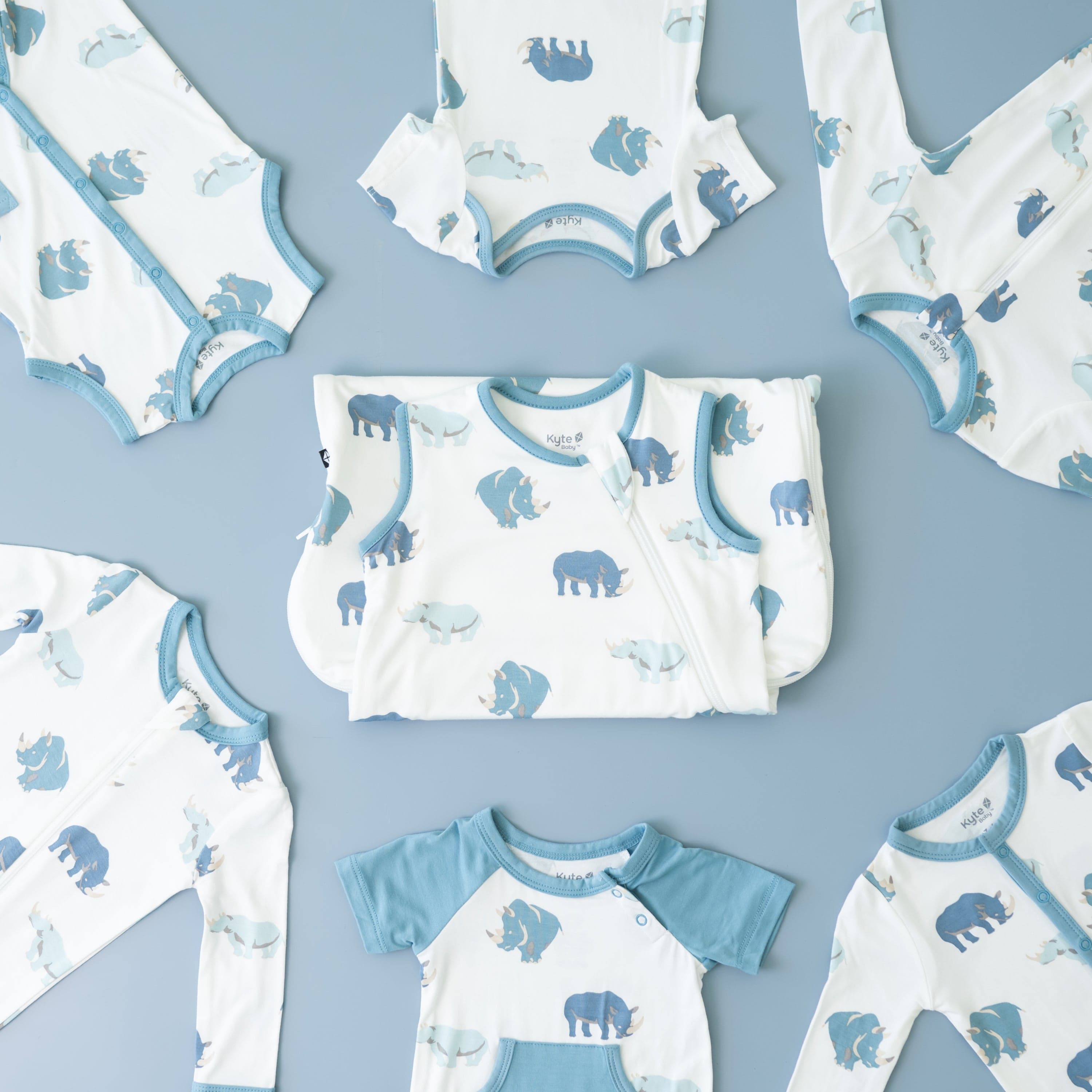 Kyte Baby Zippered Rompers Zippered Romper in Rhino