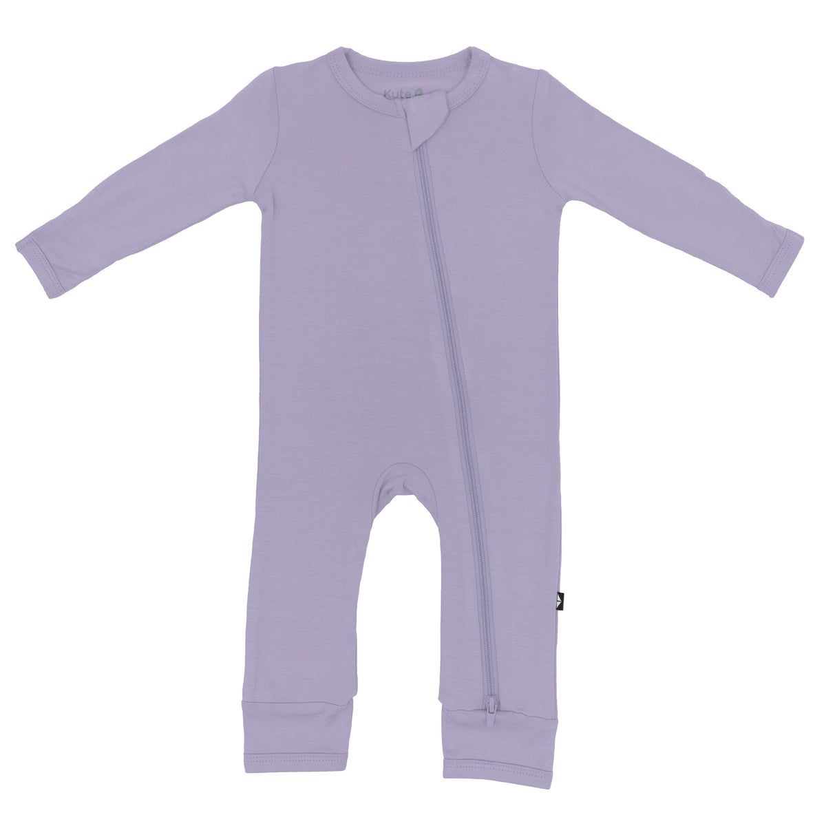 Flat lay of Kyte Baby Zippered Romper in Taro