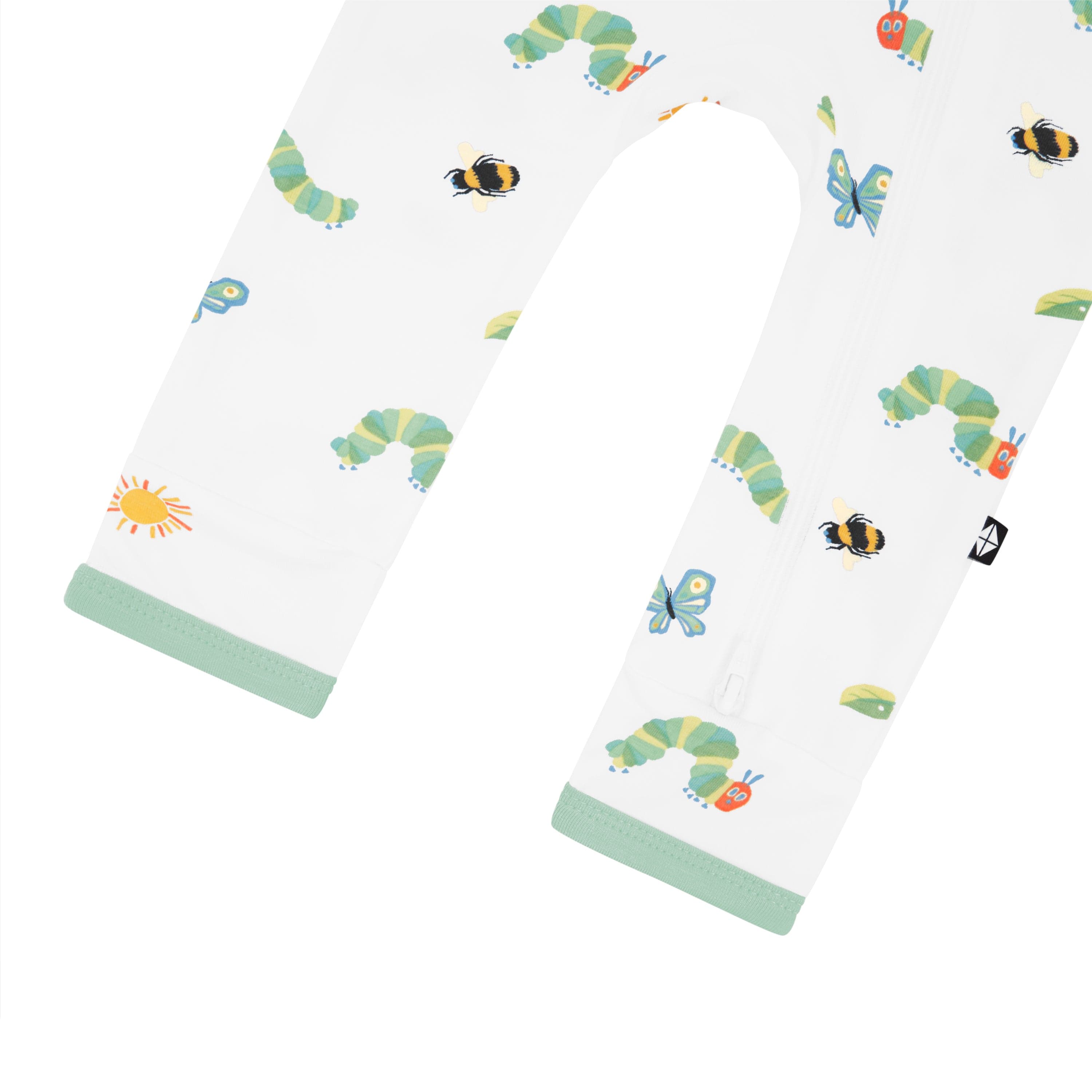 The zipper shown on the leg of the Zippered Romper in The Very Hungry Caterpillar™ and Friends