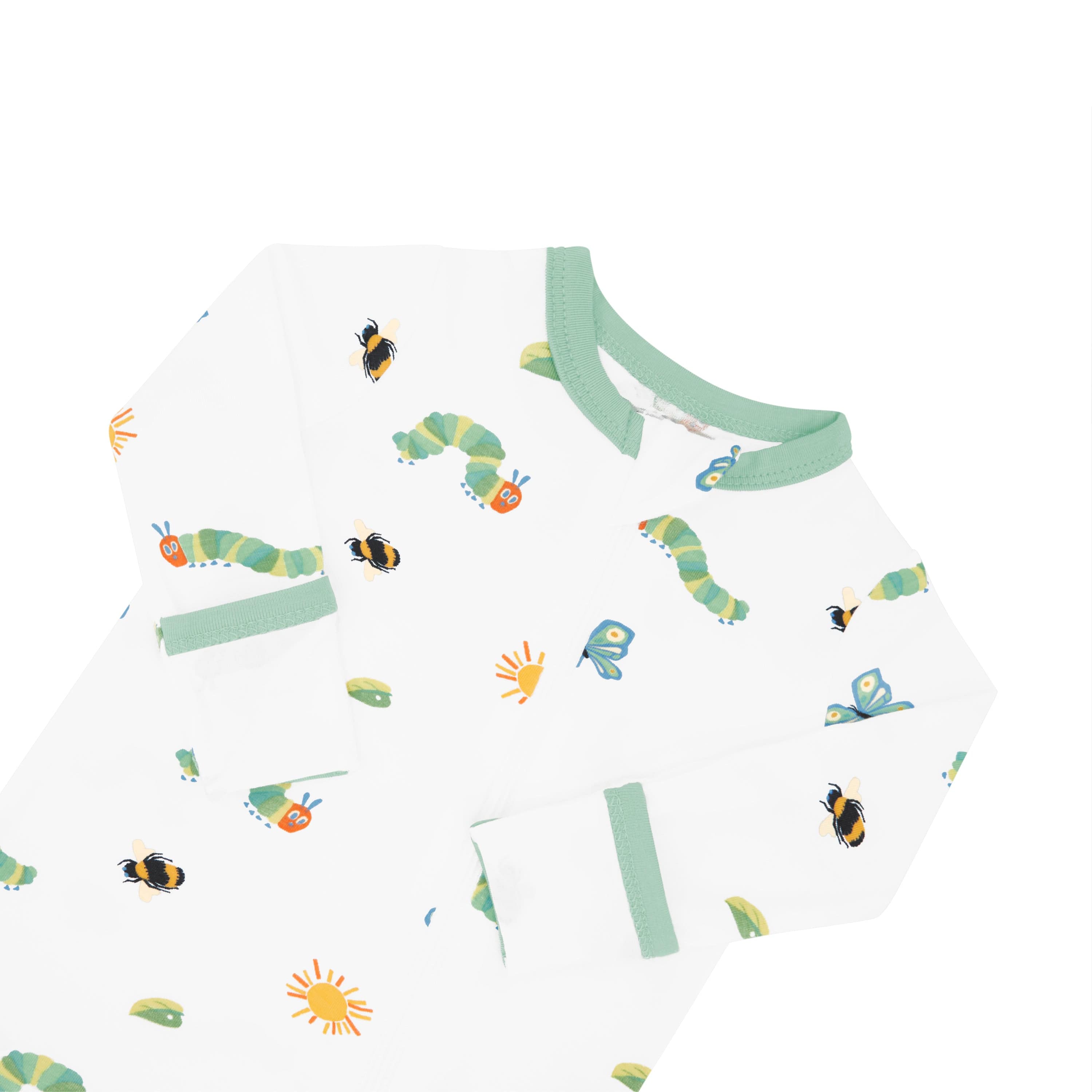 Zipper garage and fold over hand cuffs shown on the Zippered Romper in The Very Hungry Caterpillar™ and Friends