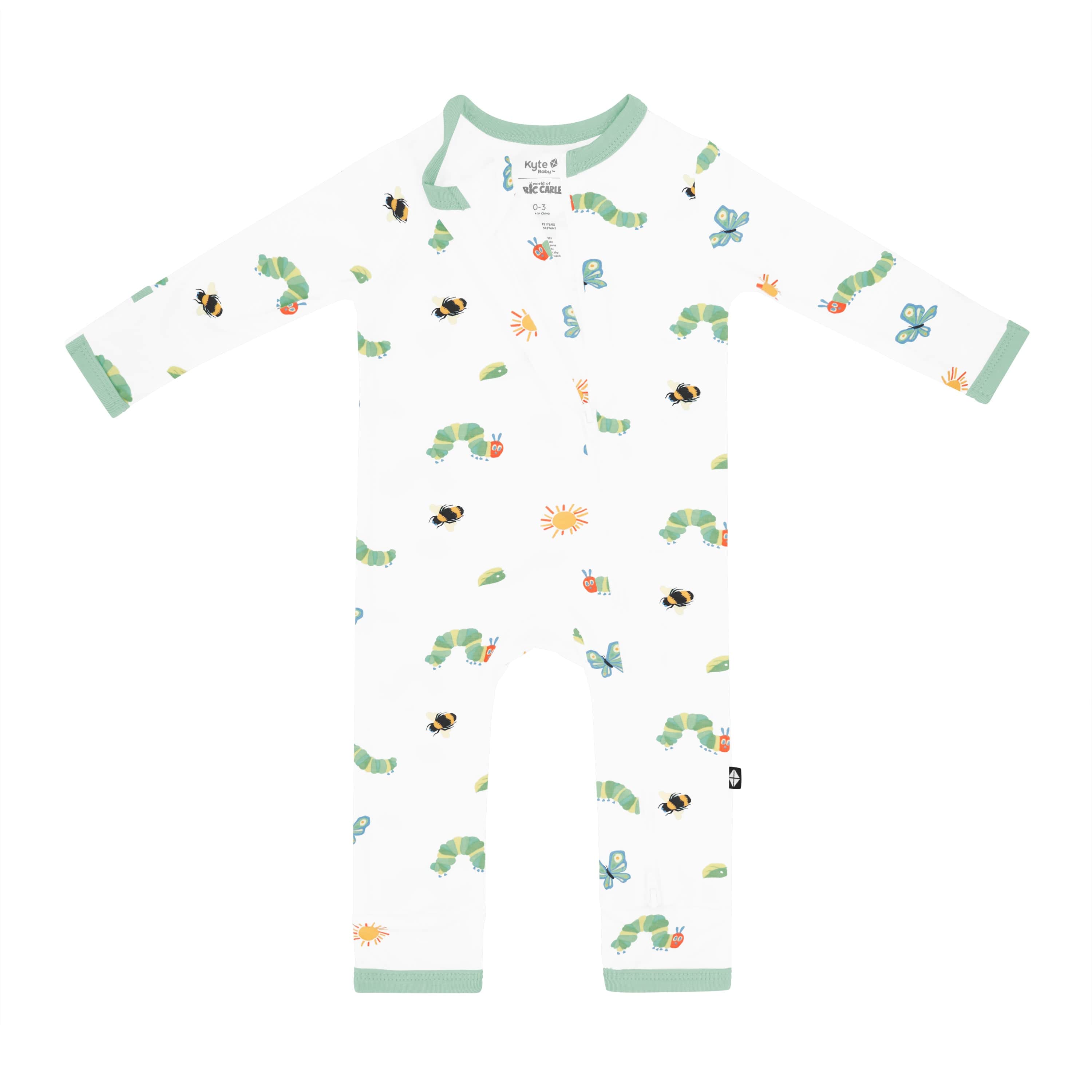 Zippered Romper in The Very Hungry Caterpillar™ and Friends shown unzipped at the top