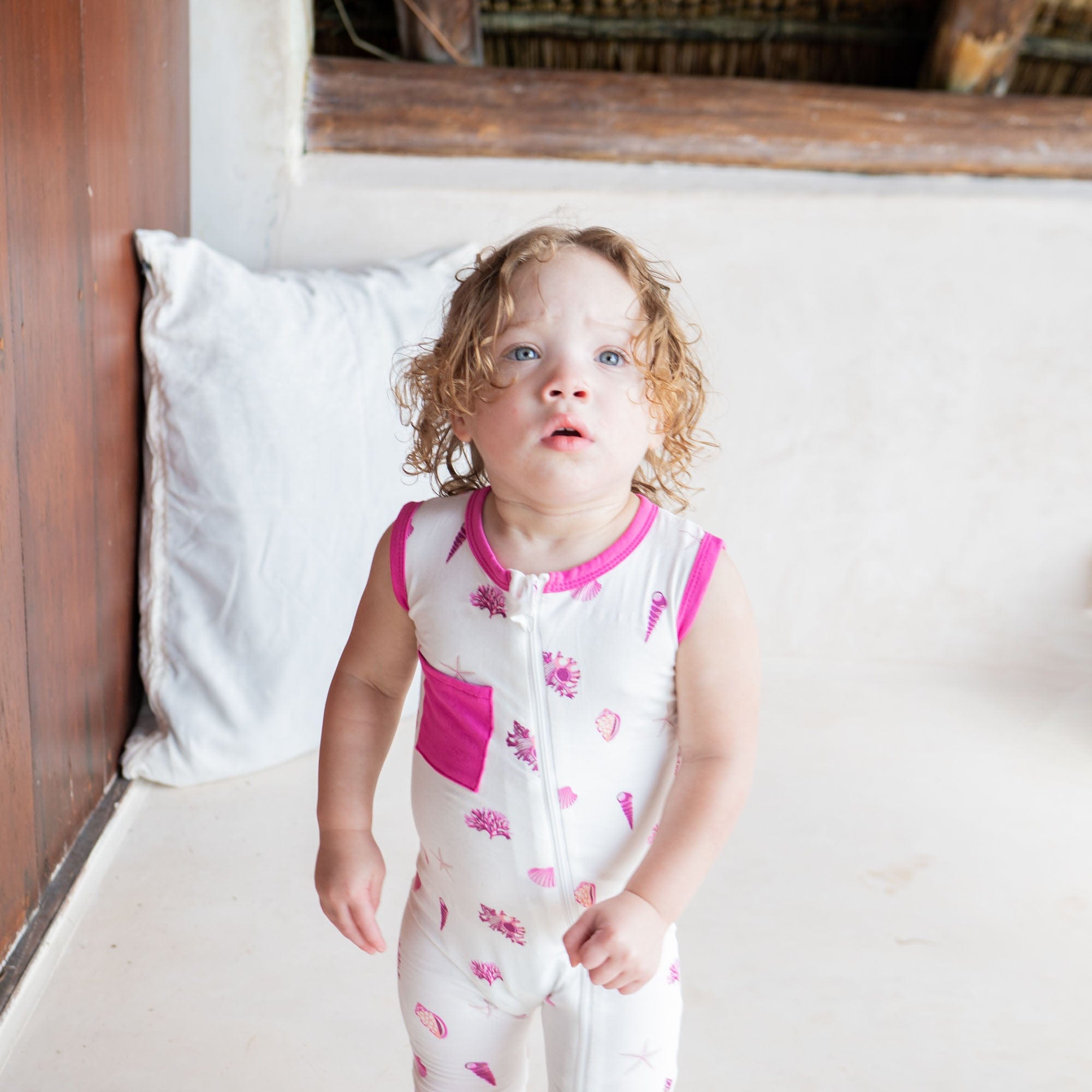 Kyte Baby Zippered Sleeveless Romper Zippered Sleeveless Romper in Raspberry Shell