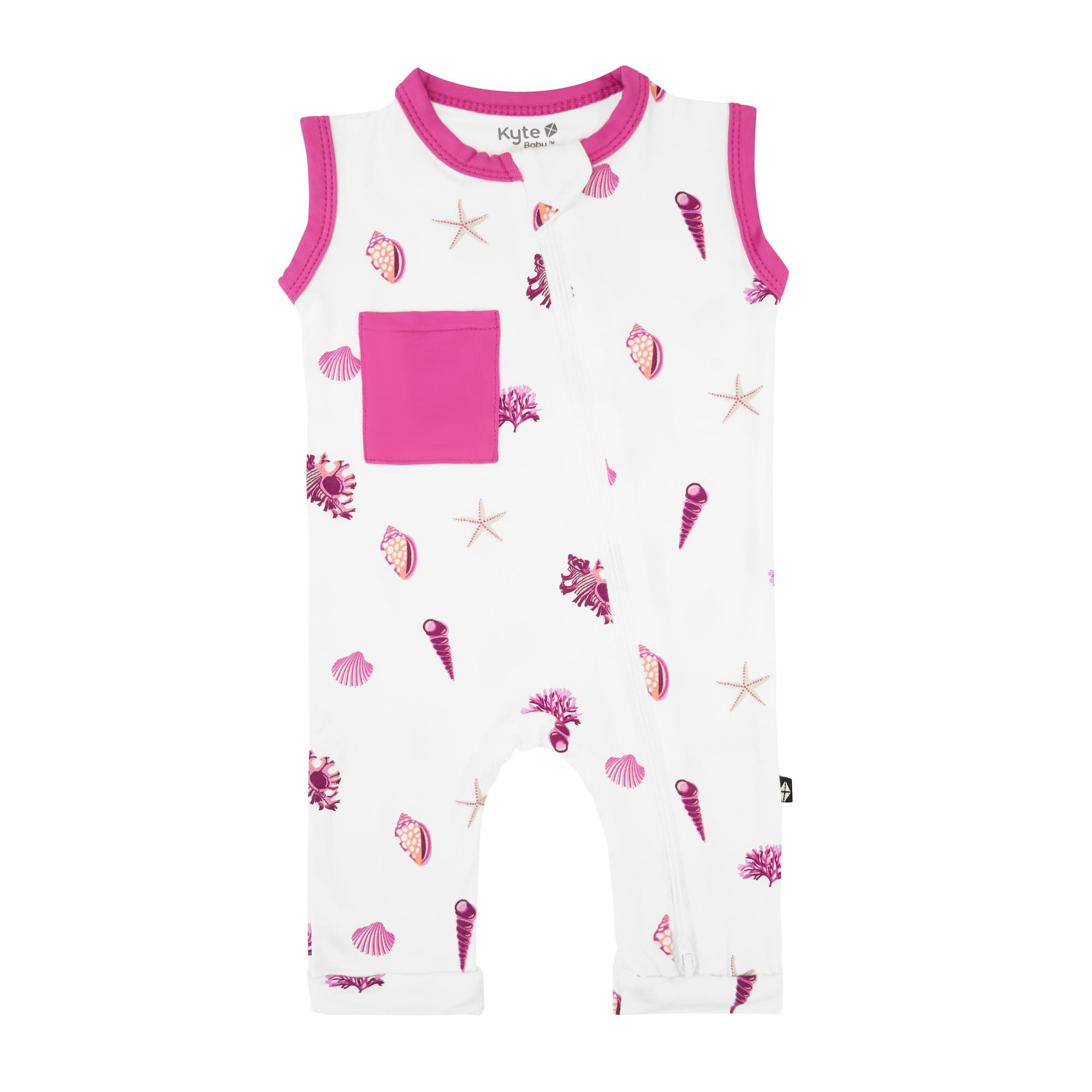 Kyte Baby Zippered Sleeveless Romper Zippered Sleeveless Romper in Raspberry Shell