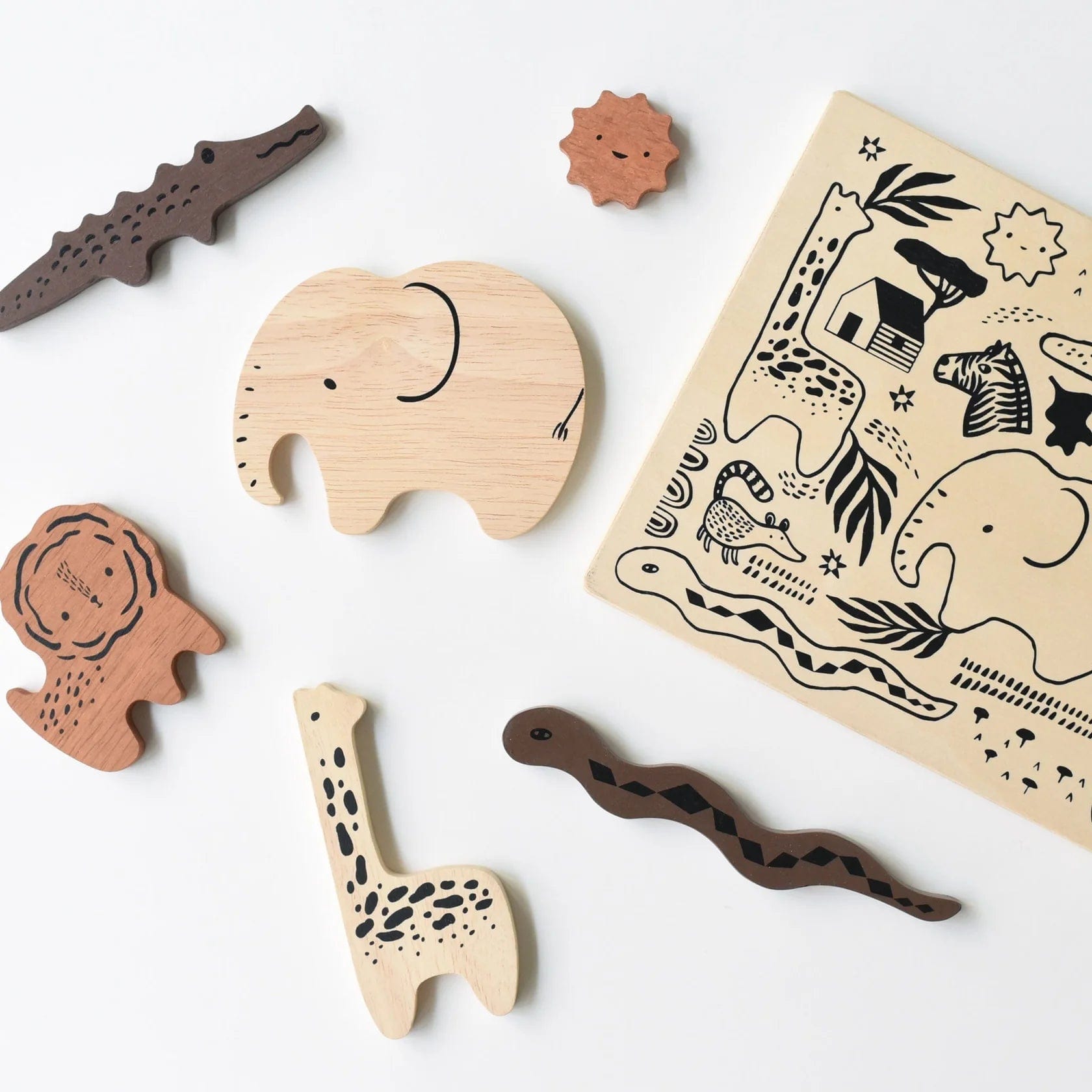 Wee Gallery Accessory Wooden Tray Puzzle - Safari Animals Wee Gallery Wooden Tray Puzzle - Safari Animals