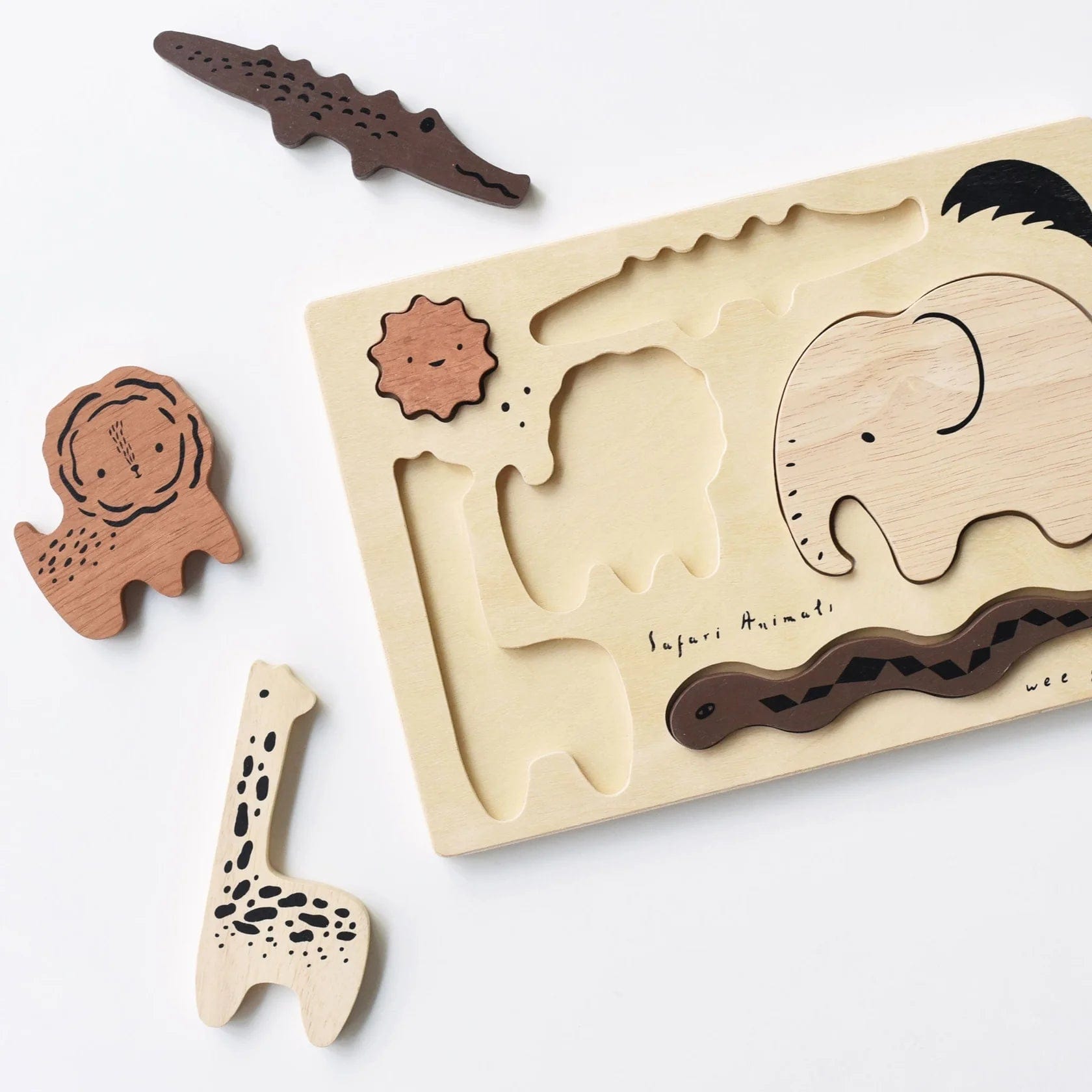 Wee Gallery Accessory Wooden Tray Puzzle - Safari Animals Wee Gallery Wooden Tray Puzzle - Safari Animals