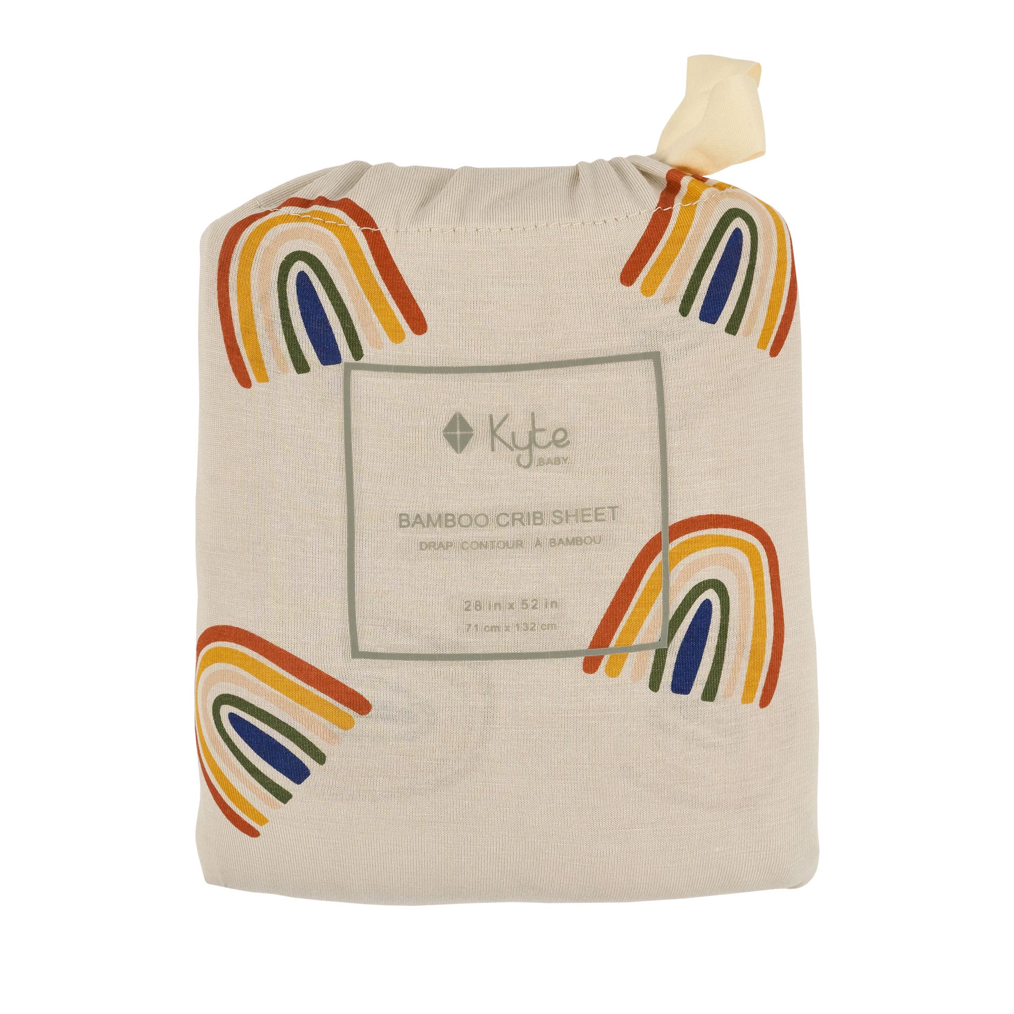 Crib Sheet in Rust Rainbow on Oat in Bag