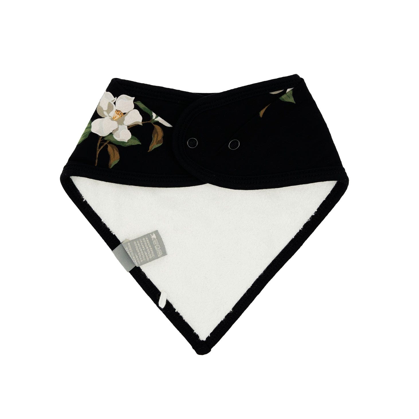 Bamboo terry lining on Kyte Baby Bib in Big Midnight Magnolia