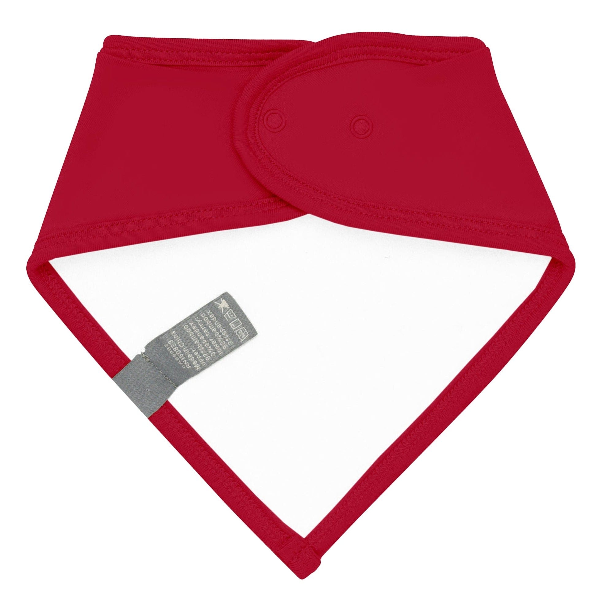 Bamboo terry lining on Kyte Baby Bib in Cardinal red