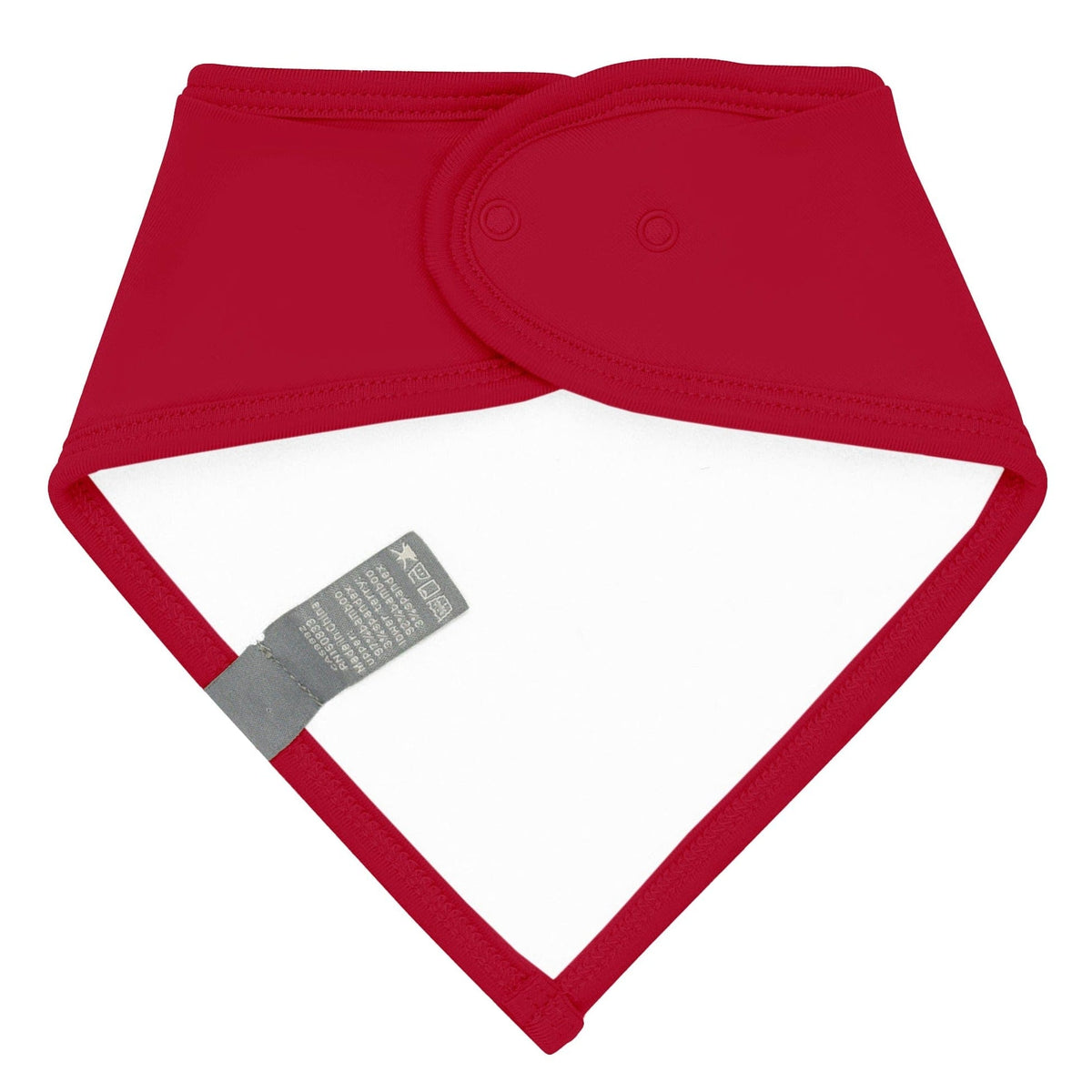 Bamboo terry lining on Kyte Baby Bib in Cardinal red