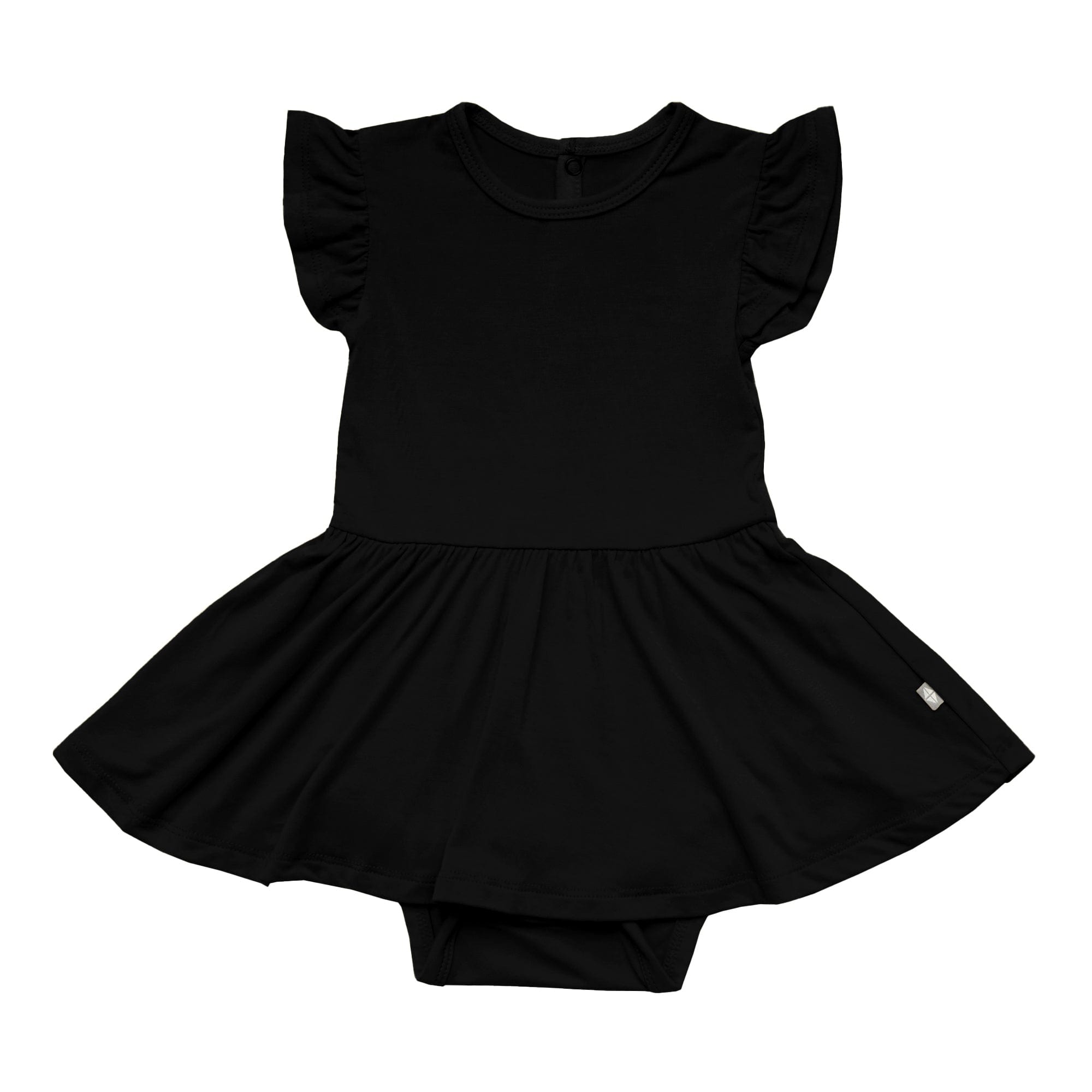 Kyte Baby Twirl Bodysuit Dress in Midnight black