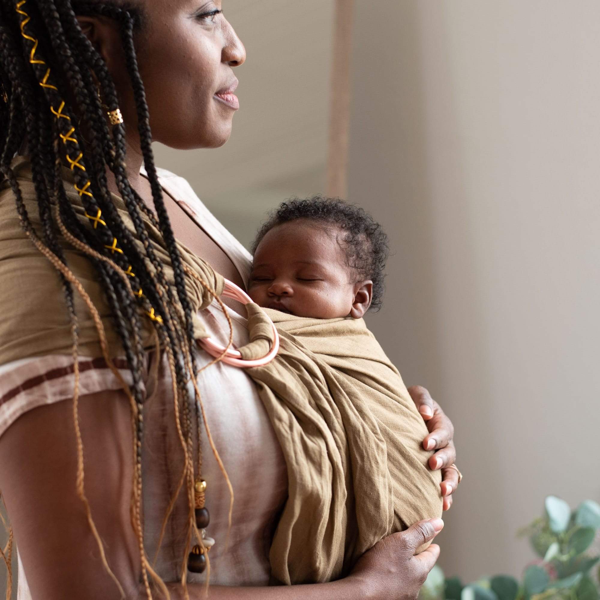 Kyte BABY Carrier Acorn with Rose Gold Rings / OS Ring Sling in Acorn