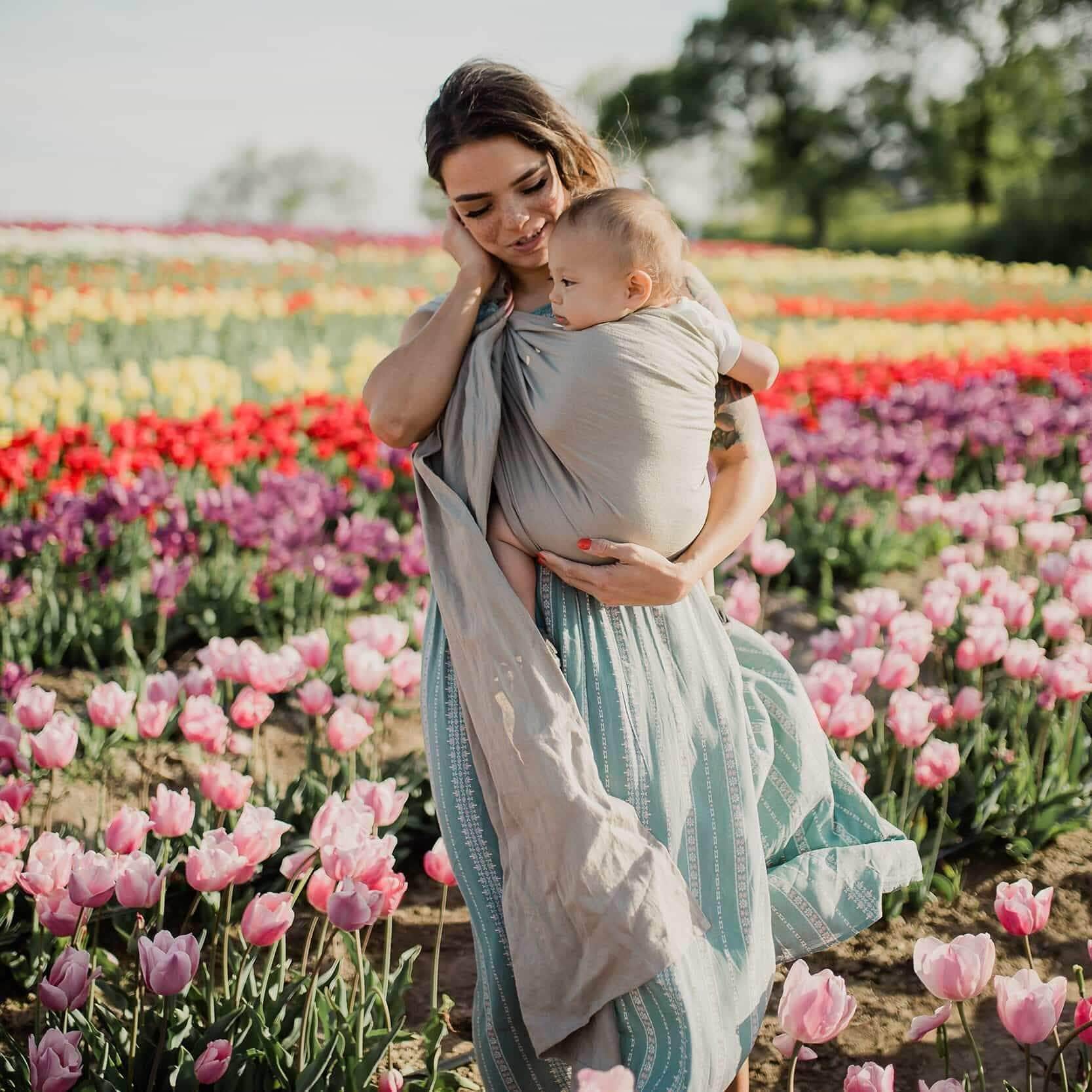 Kyte BABY Carrier Driftwood with Rose Gold Rings / OS Ring Sling in Driftwood