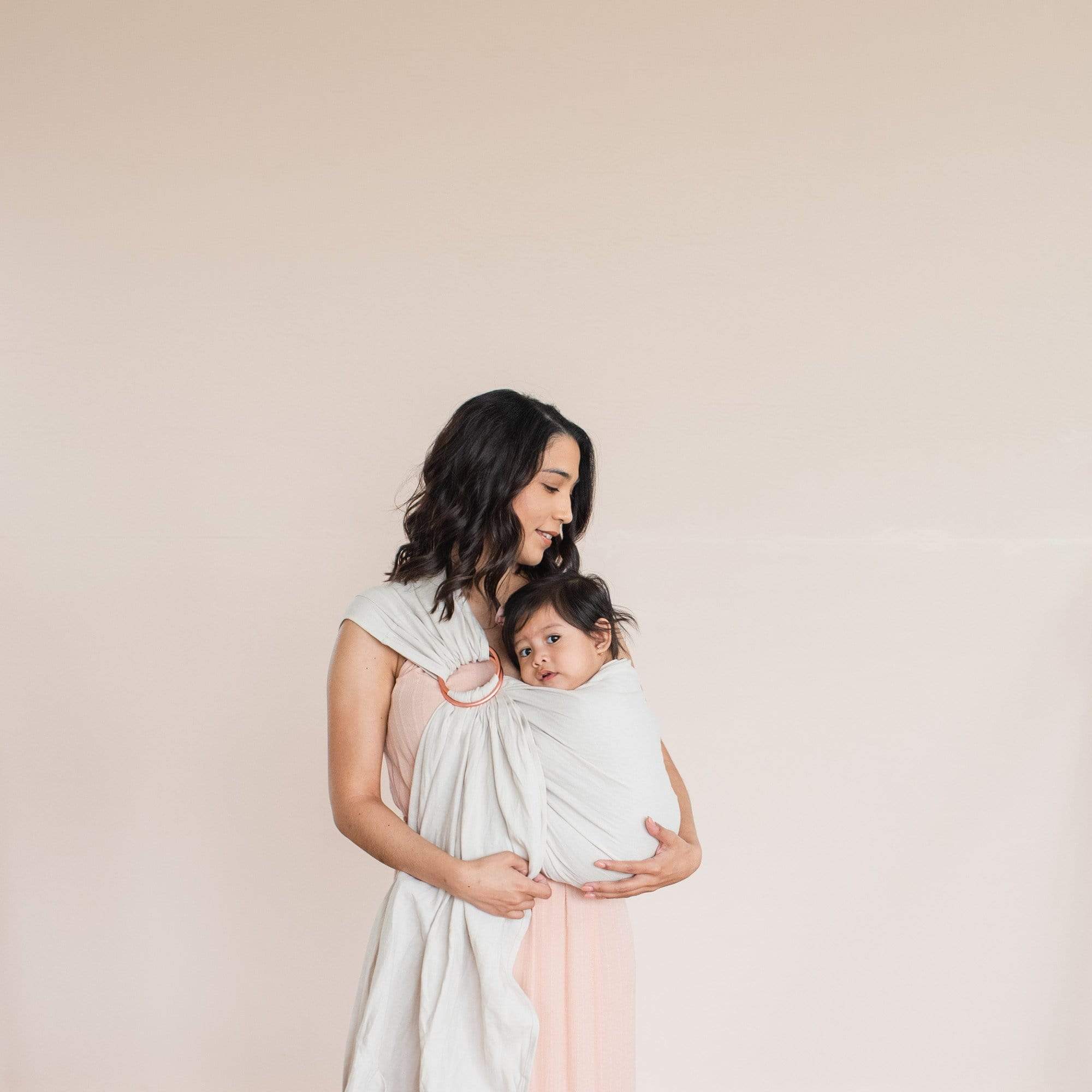 Kyte BABY Carrier Flax with Rose Gold Rings / OS Ring Sling in Flax