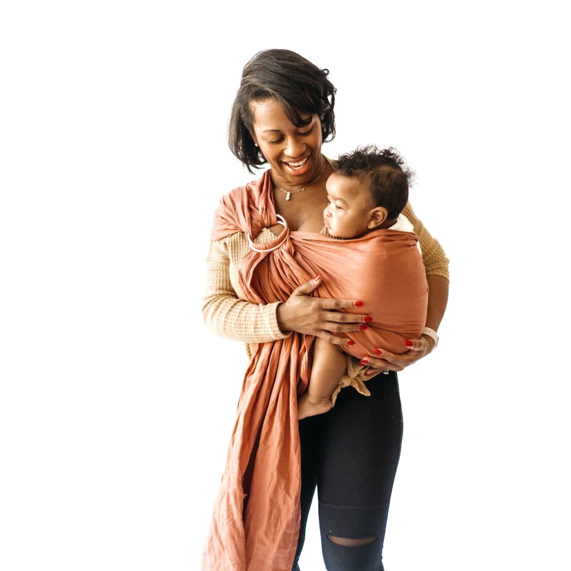 Kyte BABY Carrier Redwood with Rose Gold Rings / OS Ring Sling in Redwood