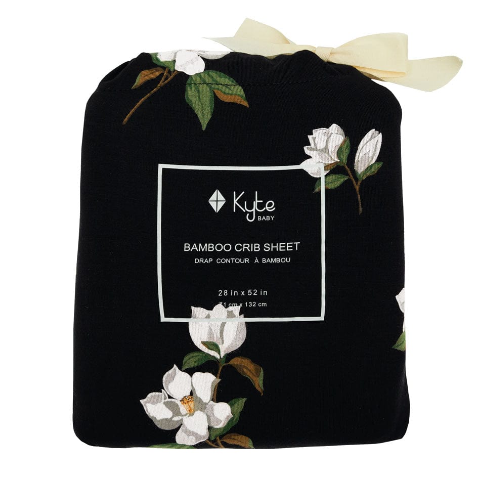 Big Midnight Magnolia Kyte Baby standard Crib Sheet in bag
