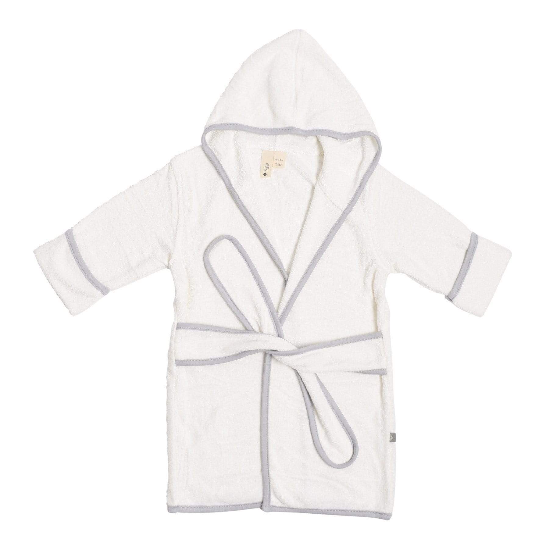 Kyte BABY Home and Bath Cloud with Storm Trim / 6-18 months Toddler Bath Robe in Cloud with Storm Trim