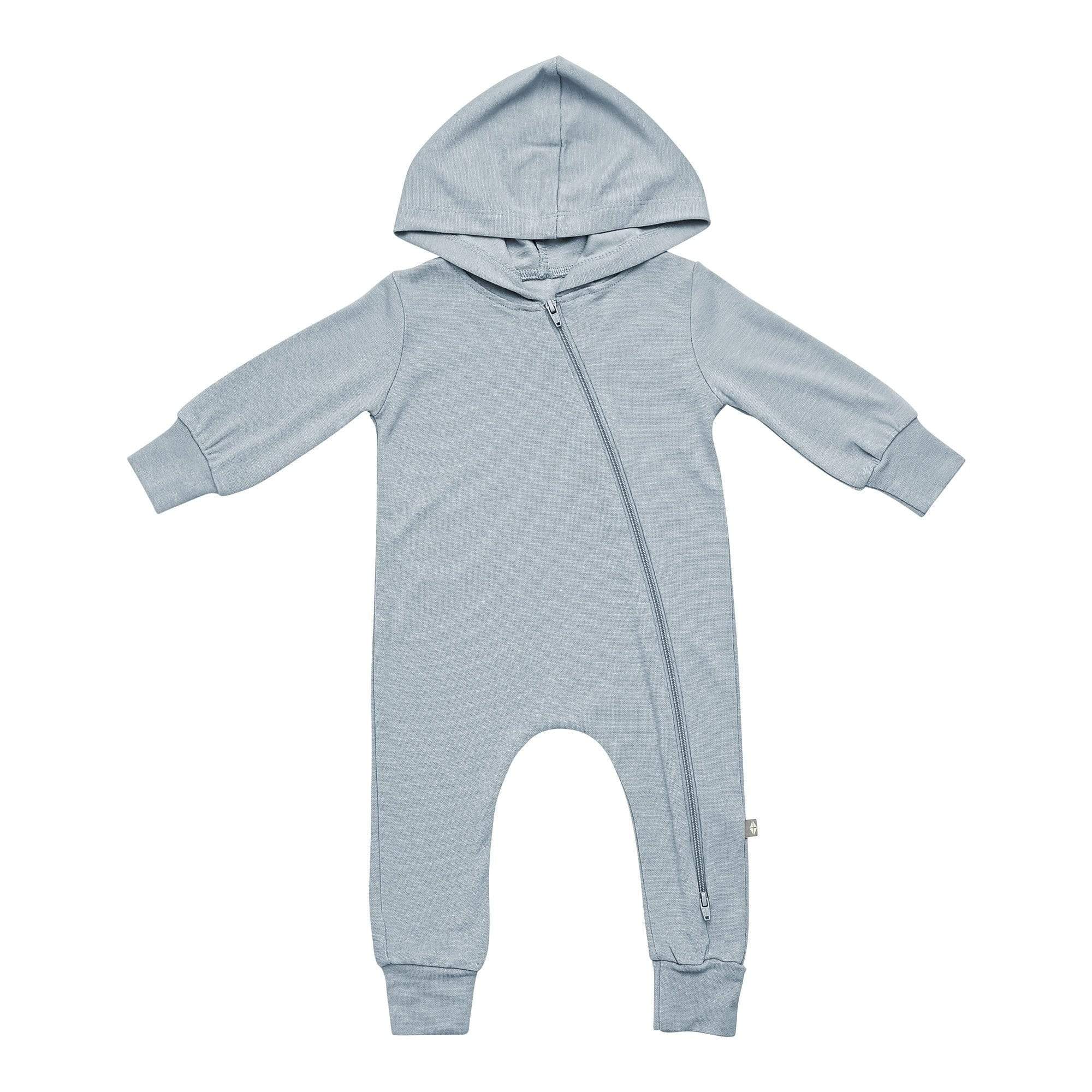 Kyte Baby Bamboo Jersey Hooded Zippered Romper in Fog