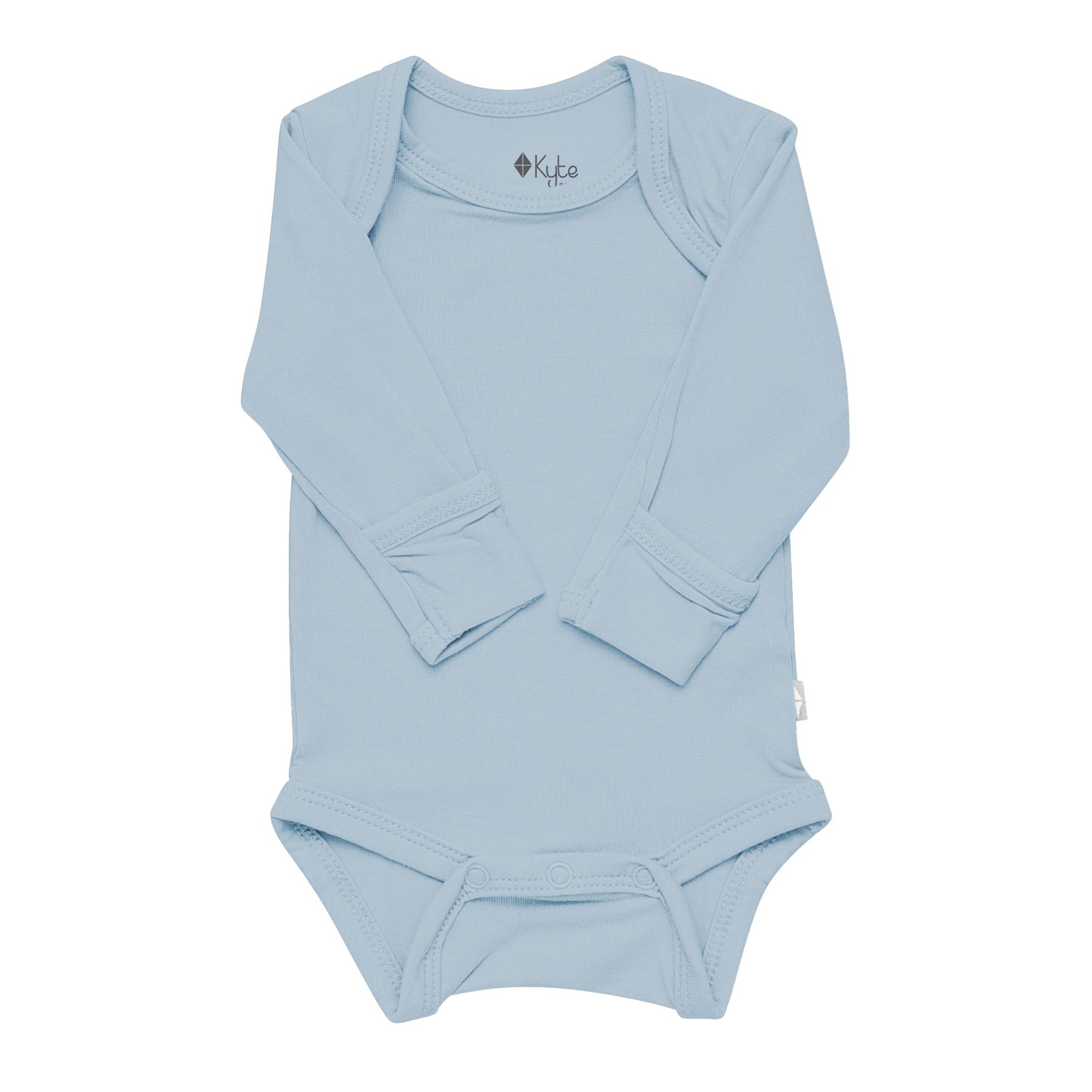 Kyte Baby bamboo Long Sleeve Bodysuit in Fog with fold over cuffs