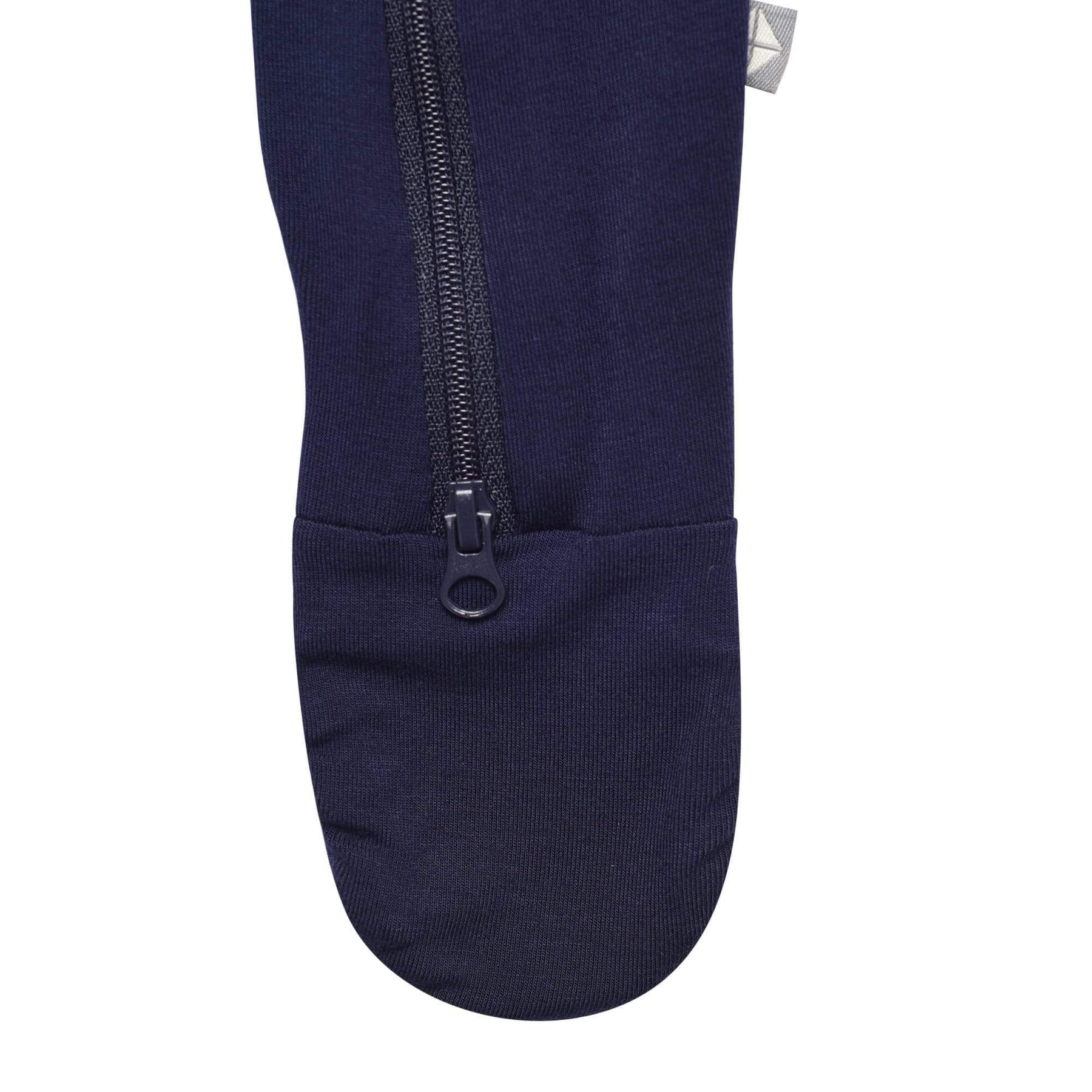 Closed feet on Kyte Baby Zippered Footie in Navy