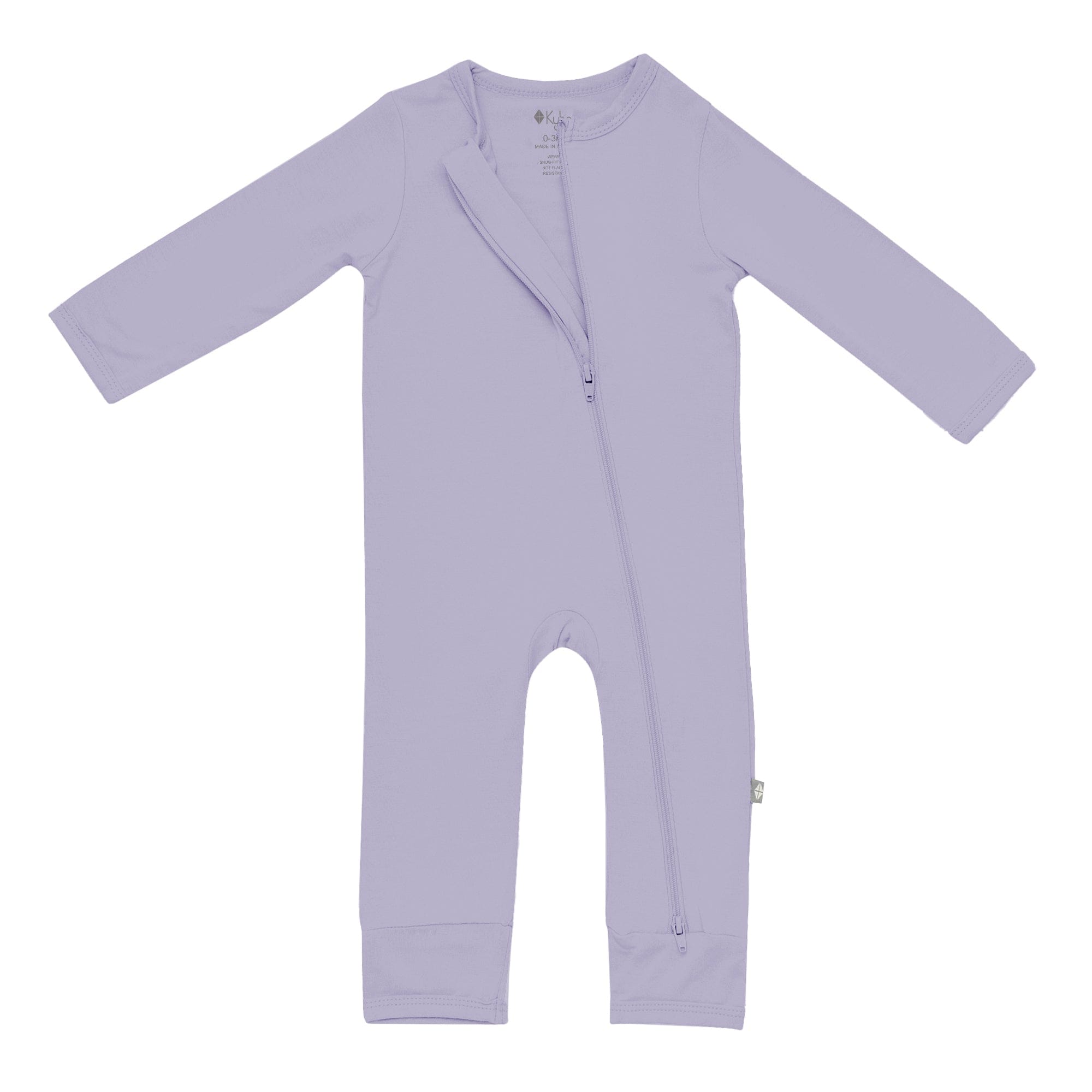 Kyte Baby Zippered Romper in Taro with double zipper