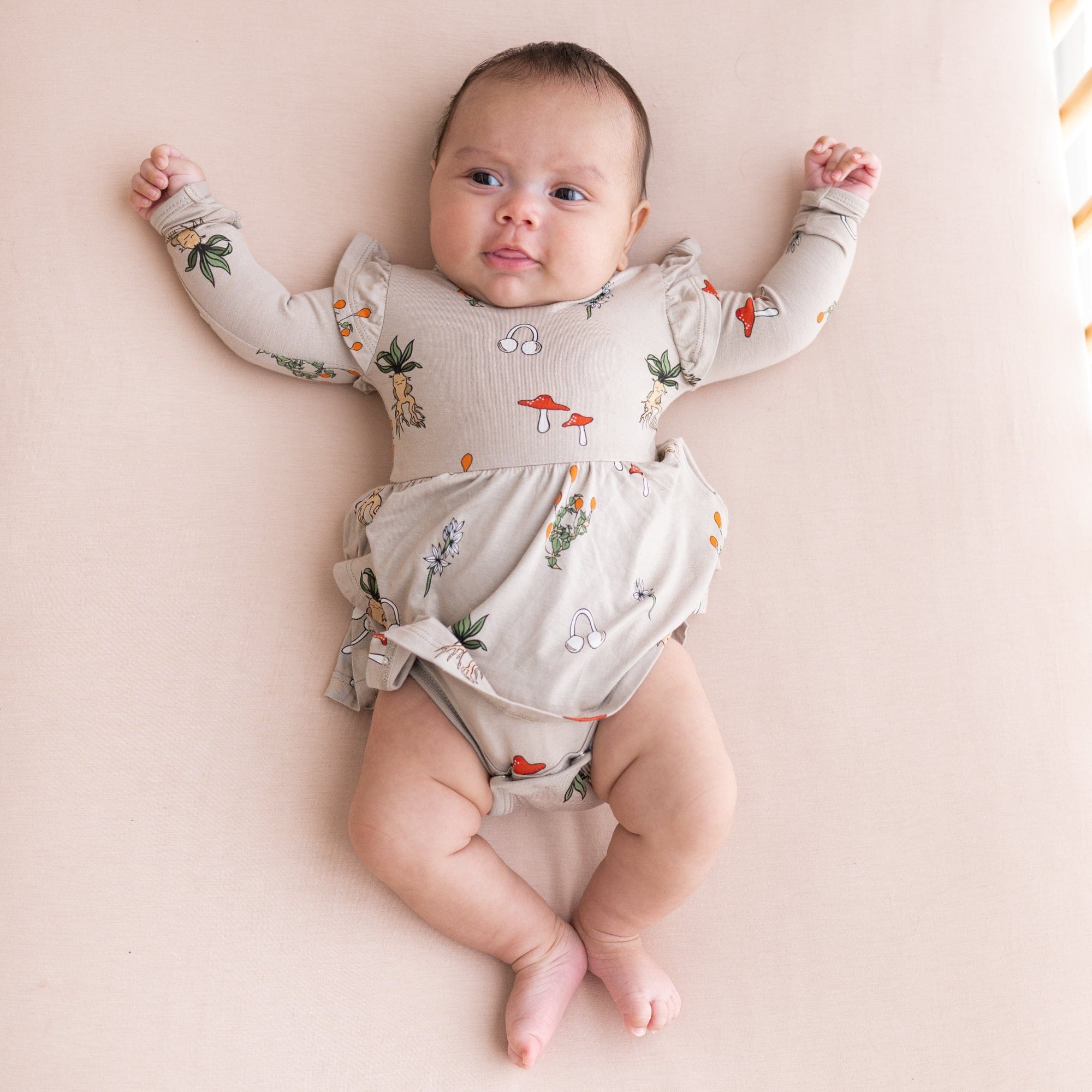 Kyte BABY LS Twirl Bodysuit Dress Long Sleeve Twirl Bodysuit Dress in Herbology