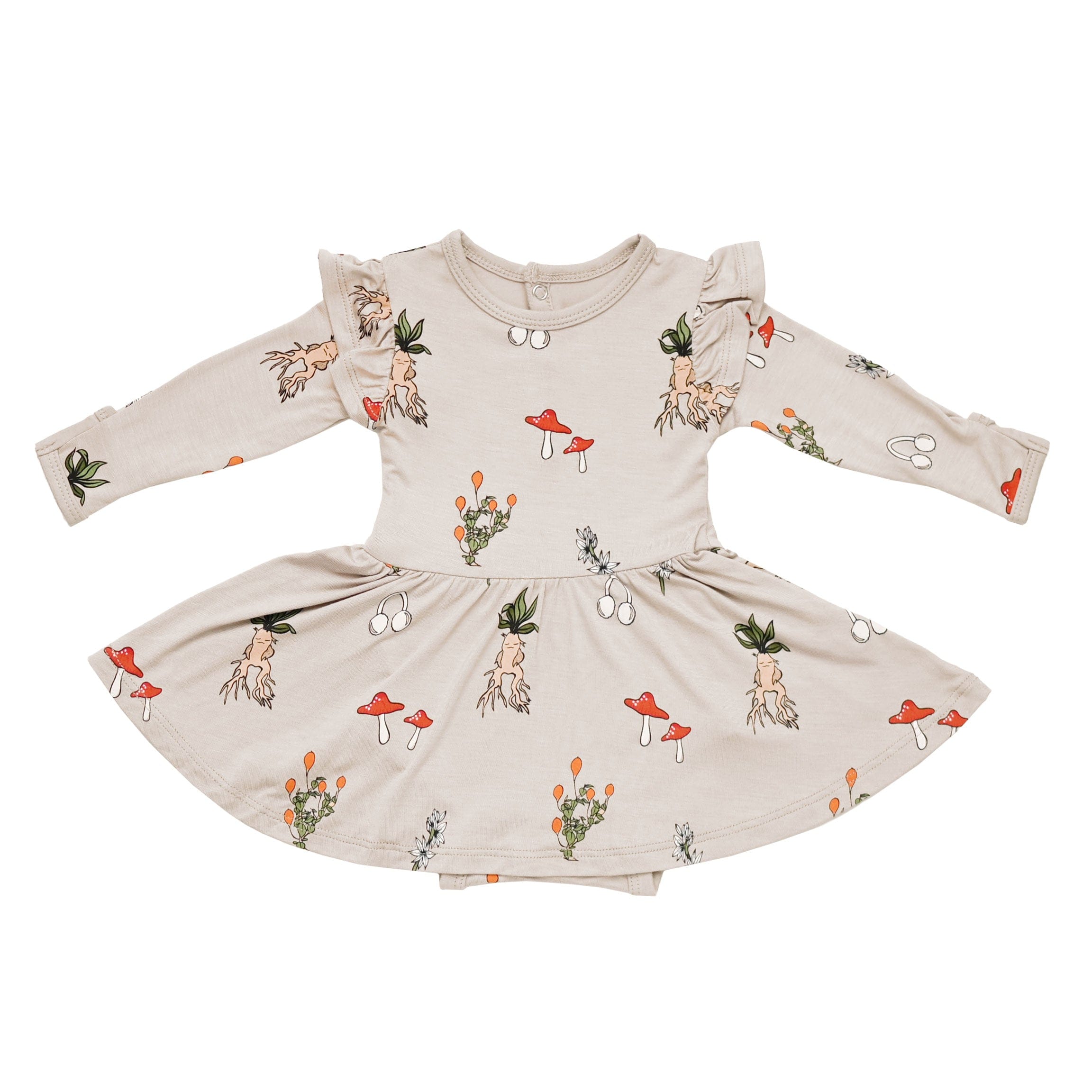 Kyte BABY LS Twirl Bodysuit Dress Long Sleeve Twirl Bodysuit Dress in Herbology
