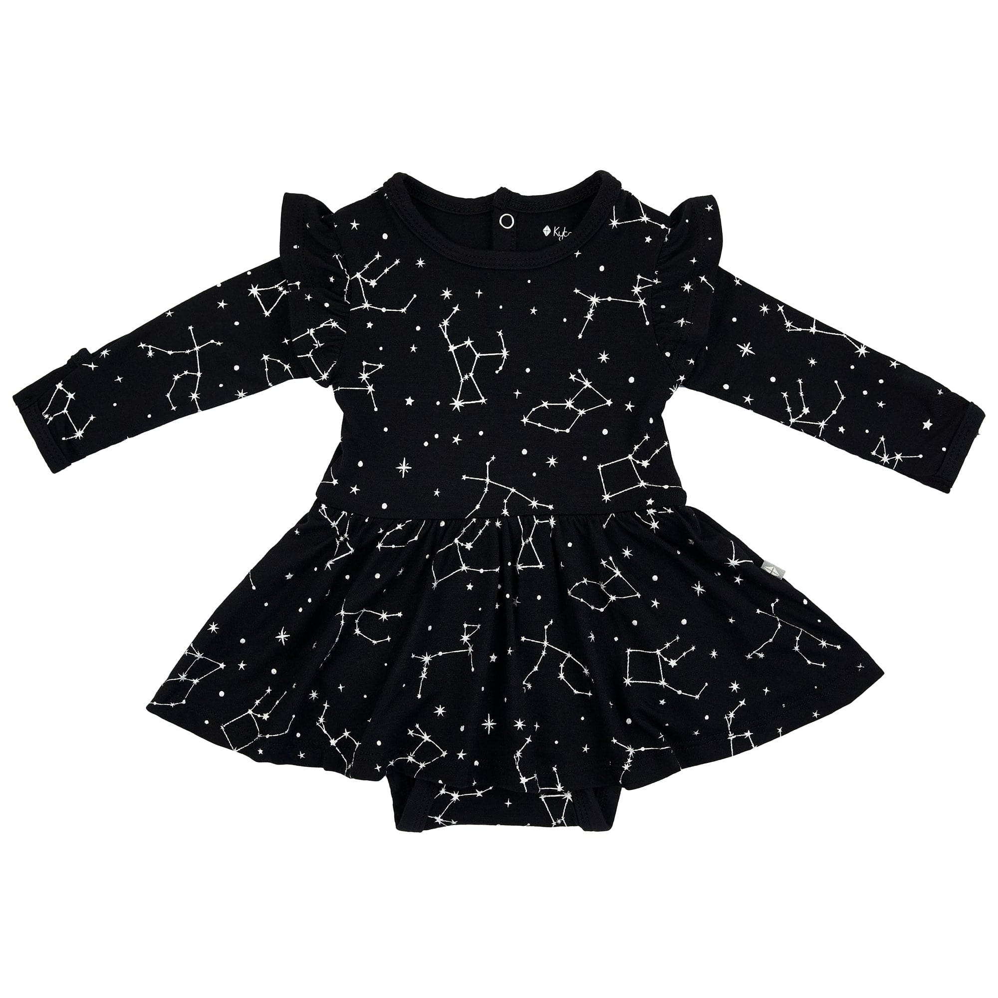 Kyte Baby Long Sleeve Twirl Bodysuit Dress in Midnight Constellations