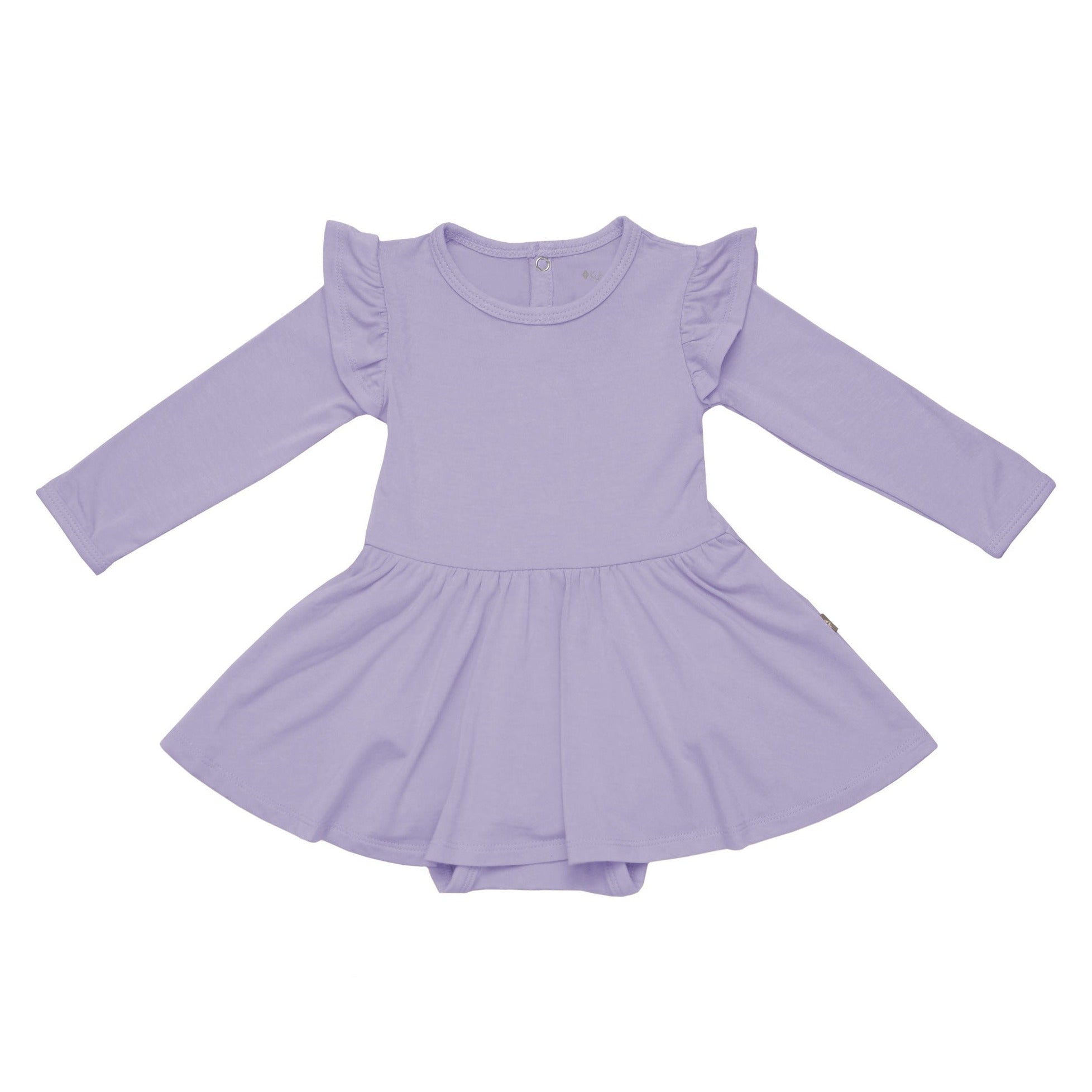 Kyte BABY LS Twirl Bodysuit Dress Long Sleeve Twirl Bodysuit Dress in Taro