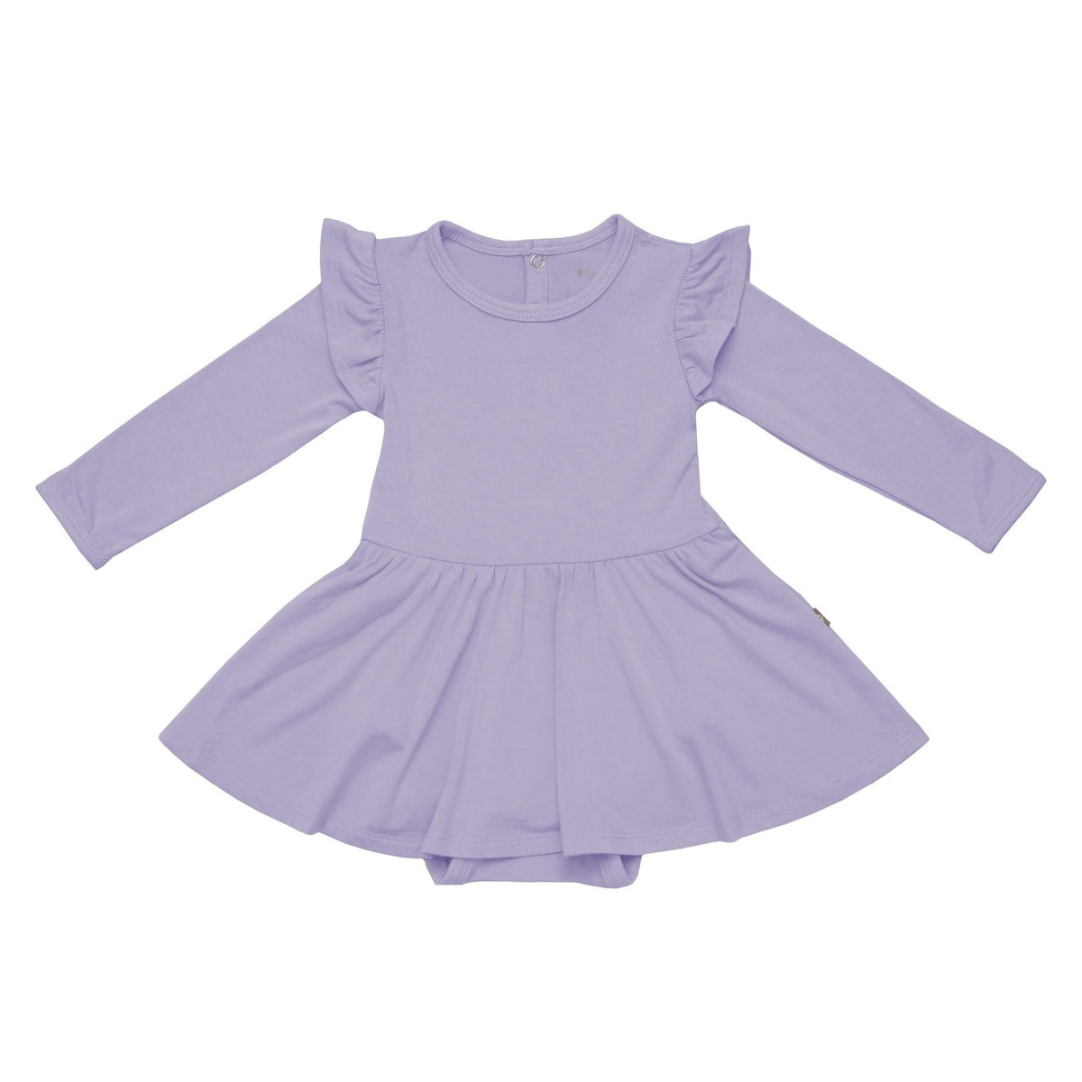 Kyte BABY LS Twirl Bodysuit Dress Long Sleeve Twirl Bodysuit Dress in Taro