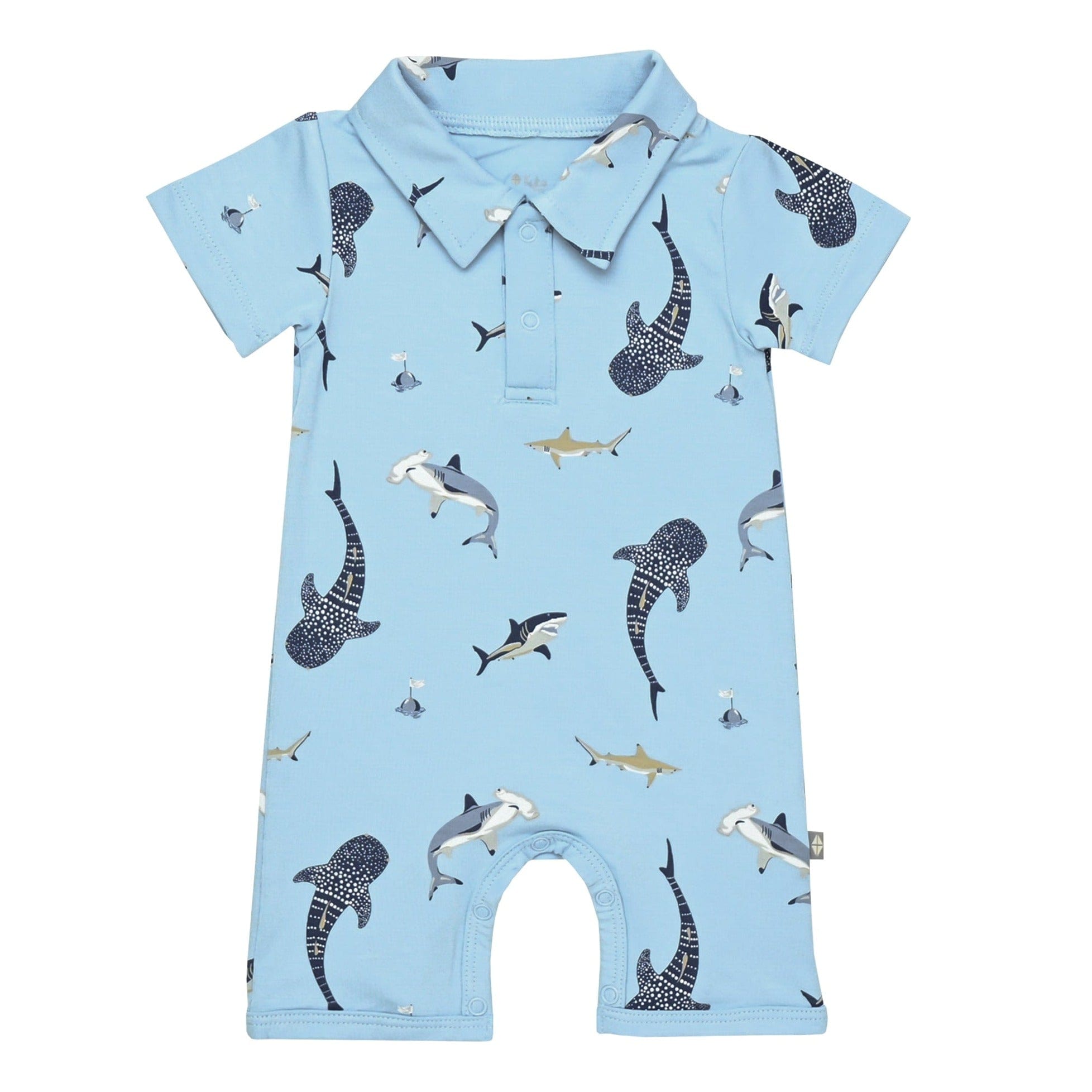 Kyte Baby Polo Shortall in Stream Shark